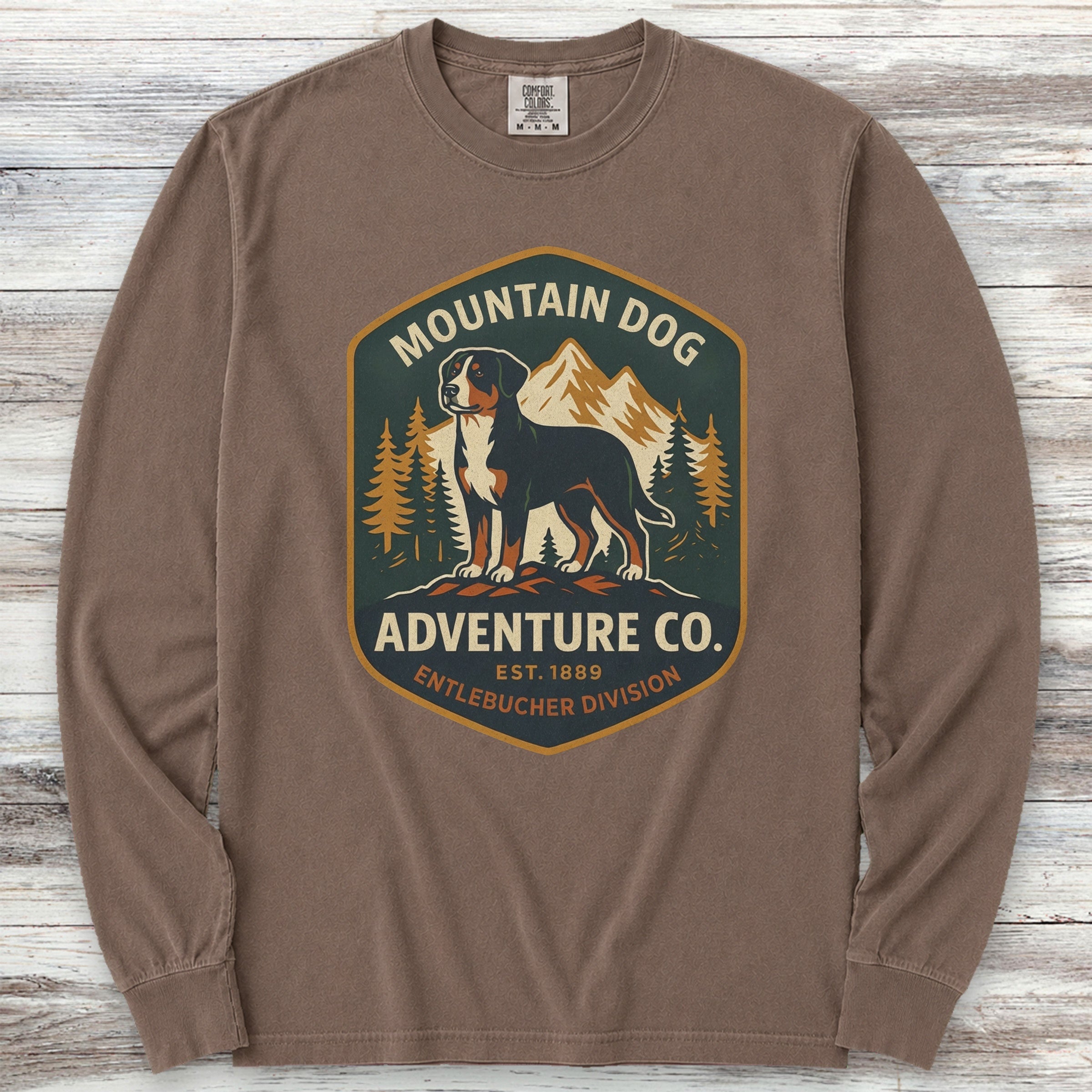 Entlebucher Mountain Dog Adventure Co Long Sleeve Tee - Espresso