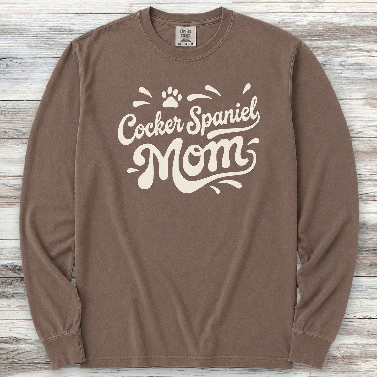 Cocker Spaniel Groovy Mom Long Sleeve Tee - Espresso