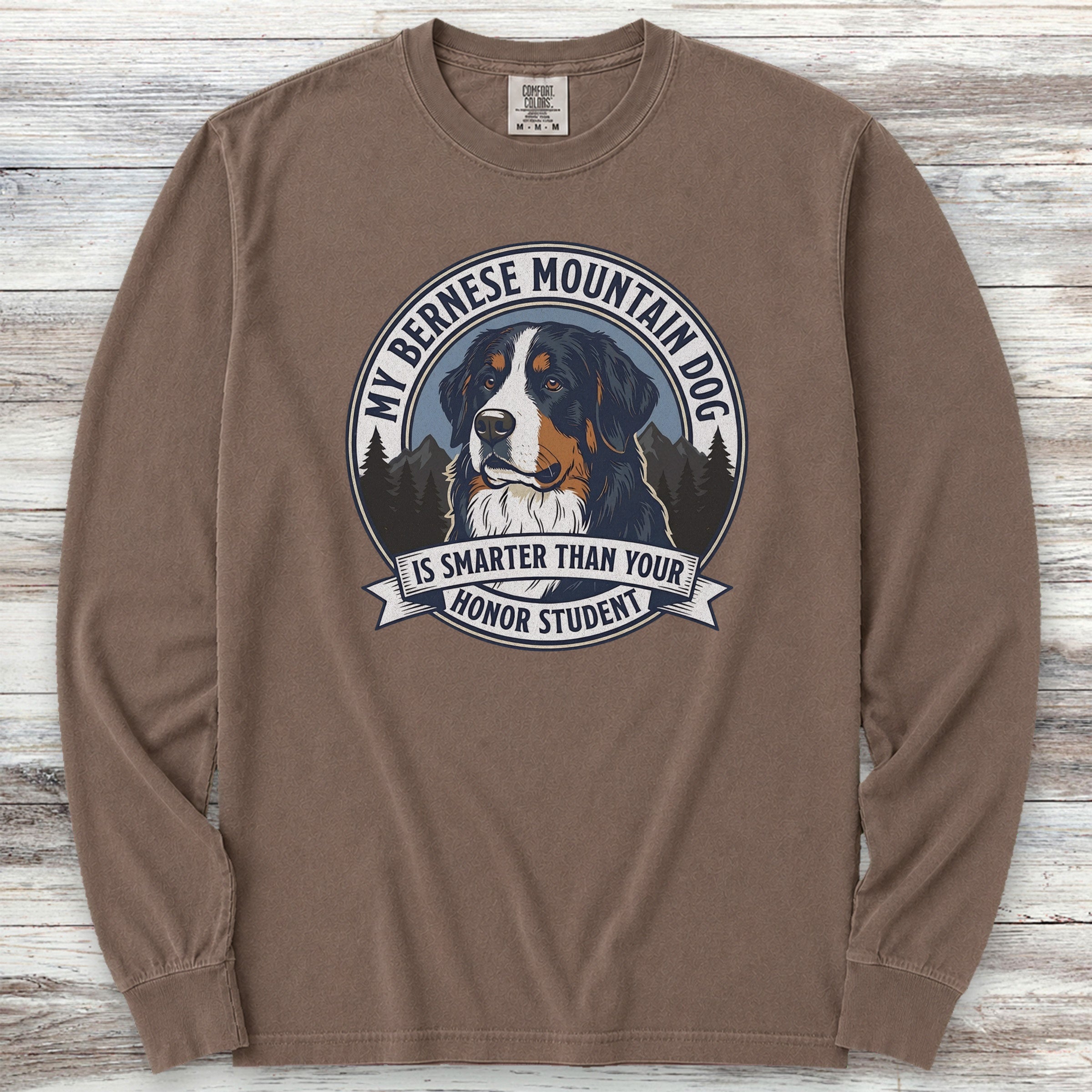 Bernese Mountain Dog Smart Long Sleeve Tee - Espresso
