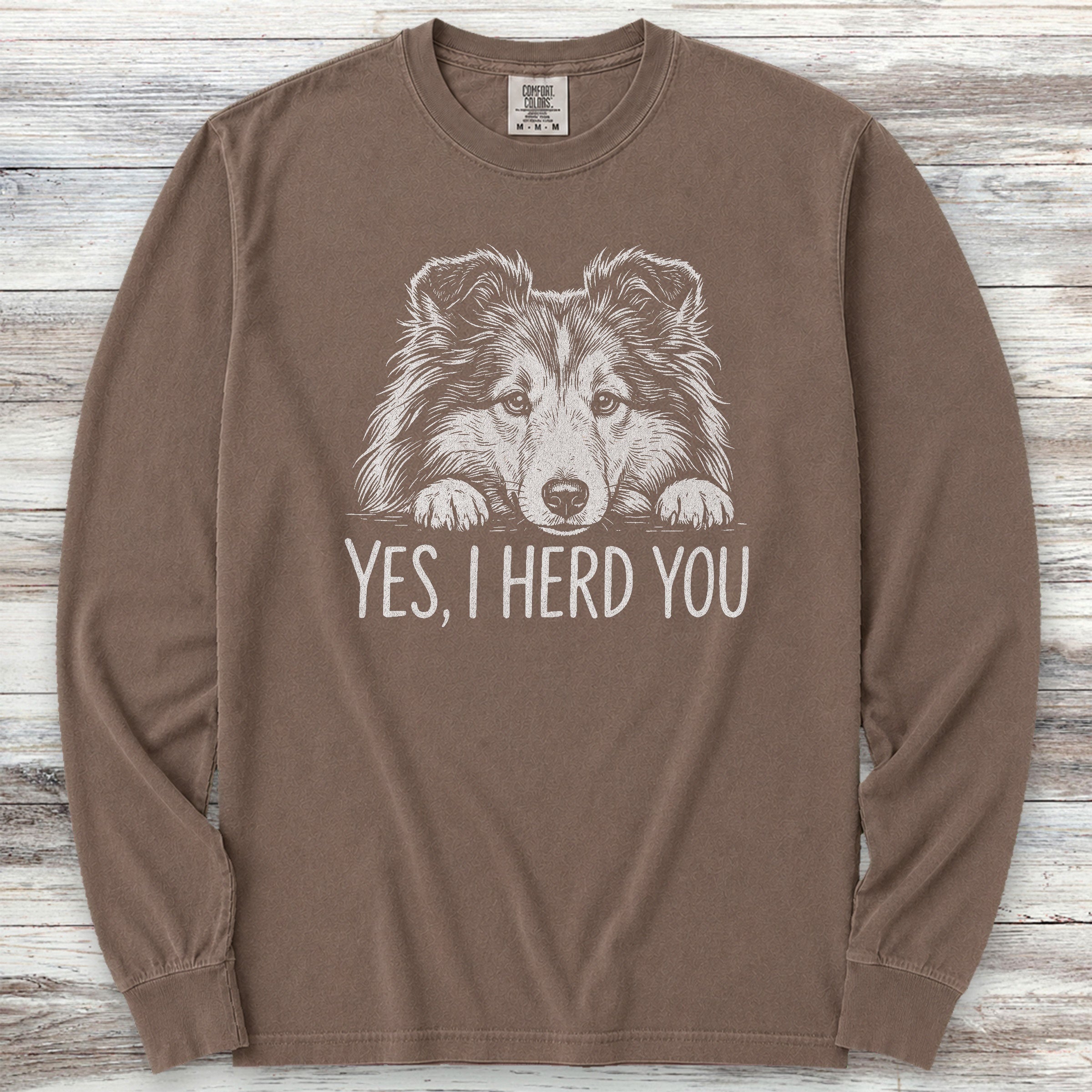 Shetland Sheepdog Herd You Long Sleeve Tee - Espresso