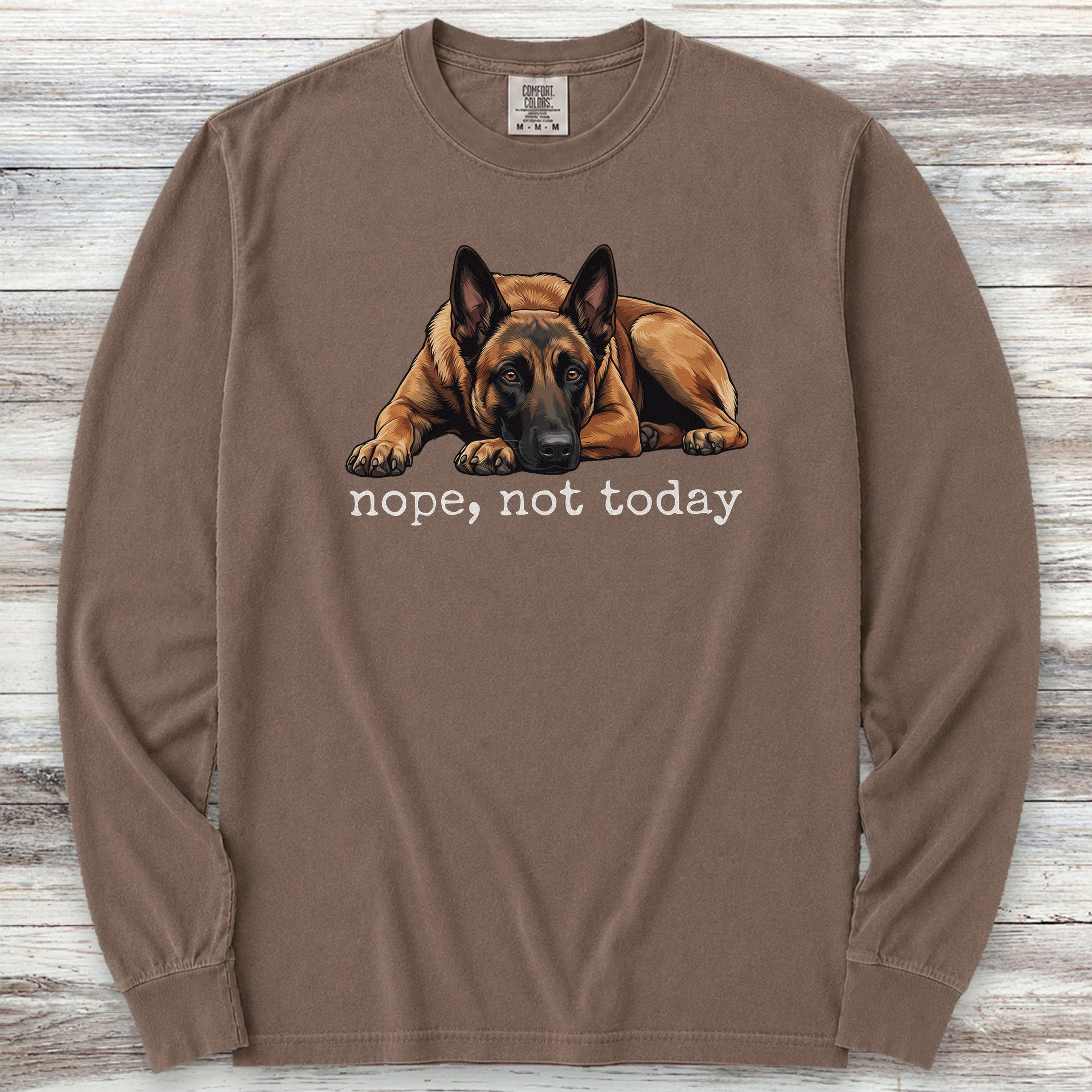 Belgian Malinois Nope Long Sleeve Tee - Espresso