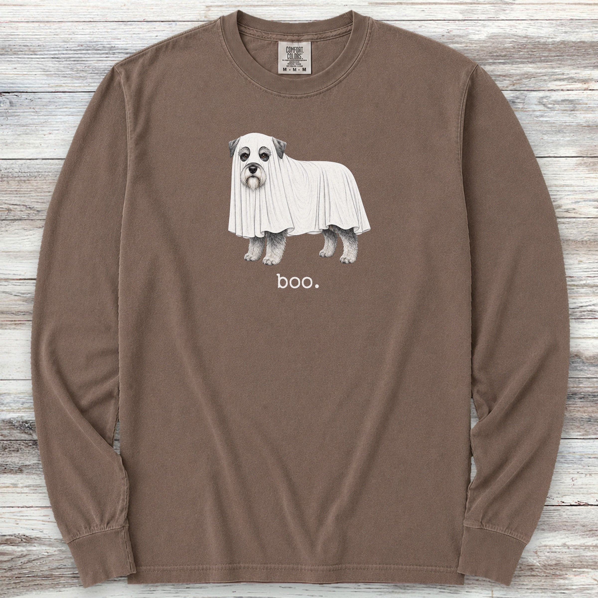 Miniature Schnauzer Boo Long Sleeve Tee - Espresso