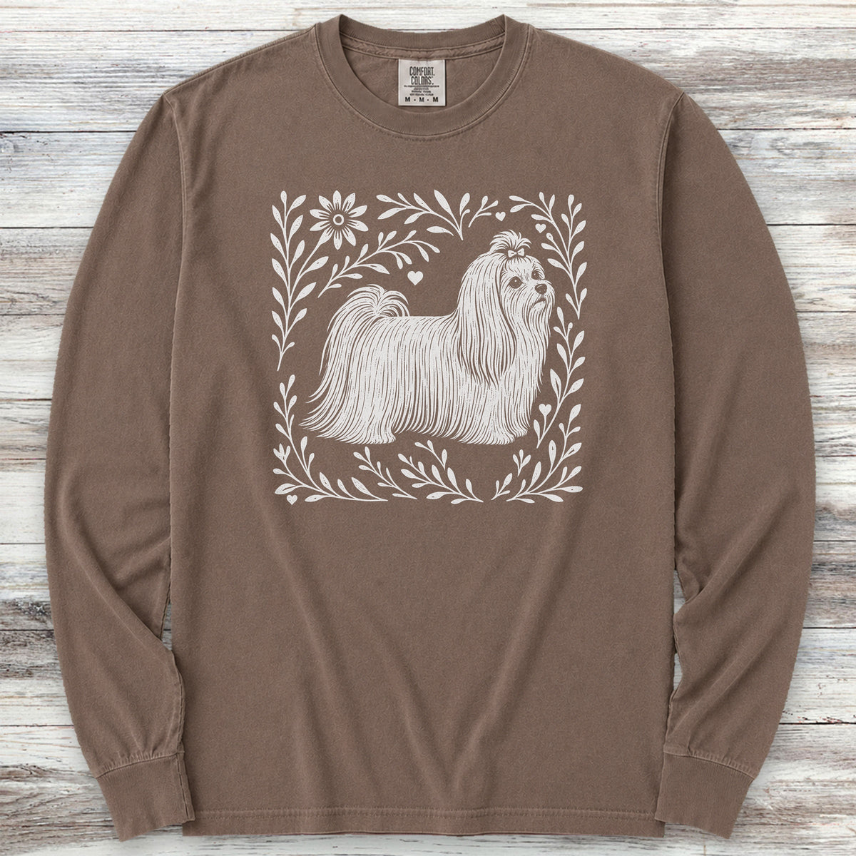 Maltese Linocut Long Sleeve Tee - Espresso