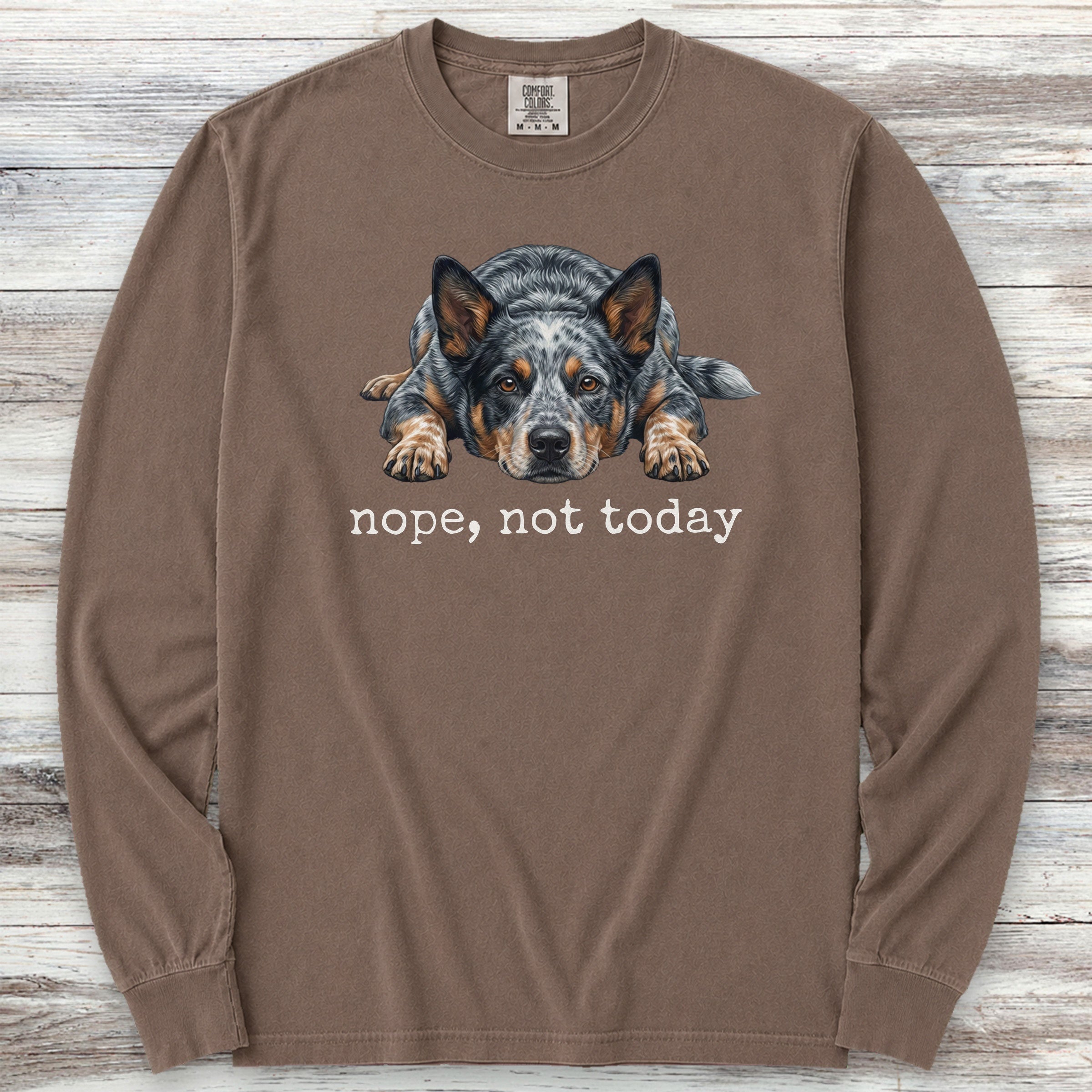 Australian Cattle Dog Blue Heeler Nope Long Sleeve Tee - Espresso