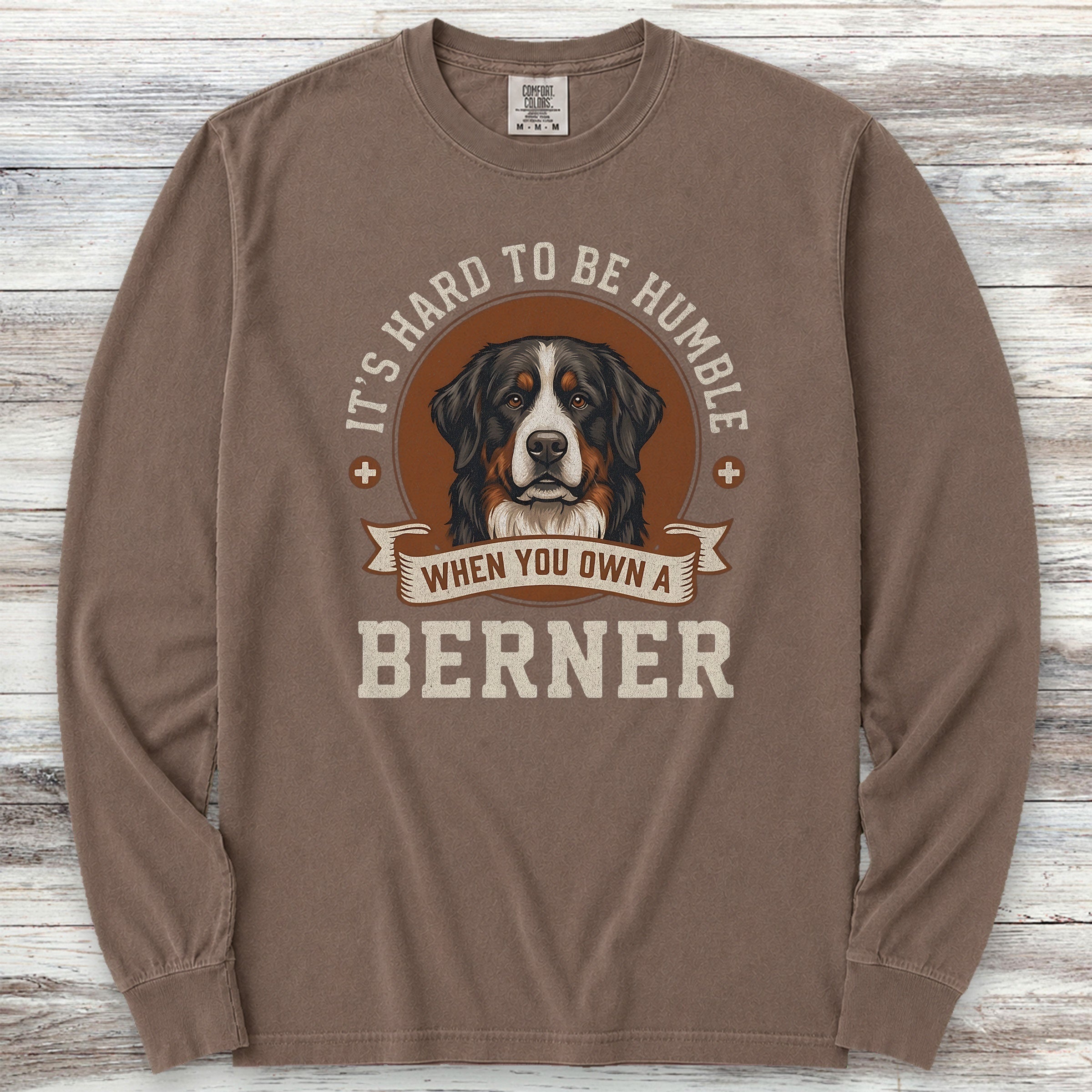 Bernese Mountain Dog Humble Long Sleeve Tee - Espresso