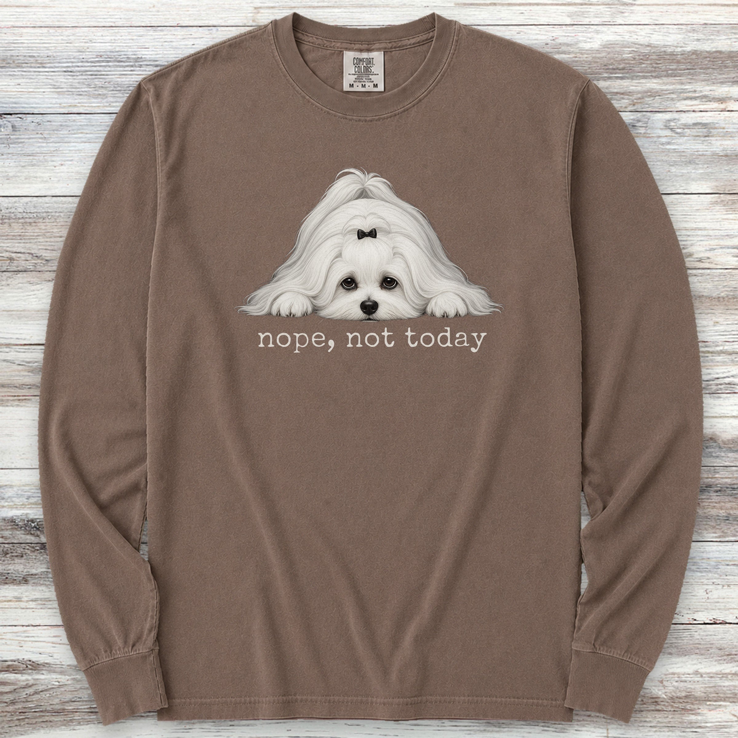 Maltese Nope Long Sleeve Tee - Espresso
