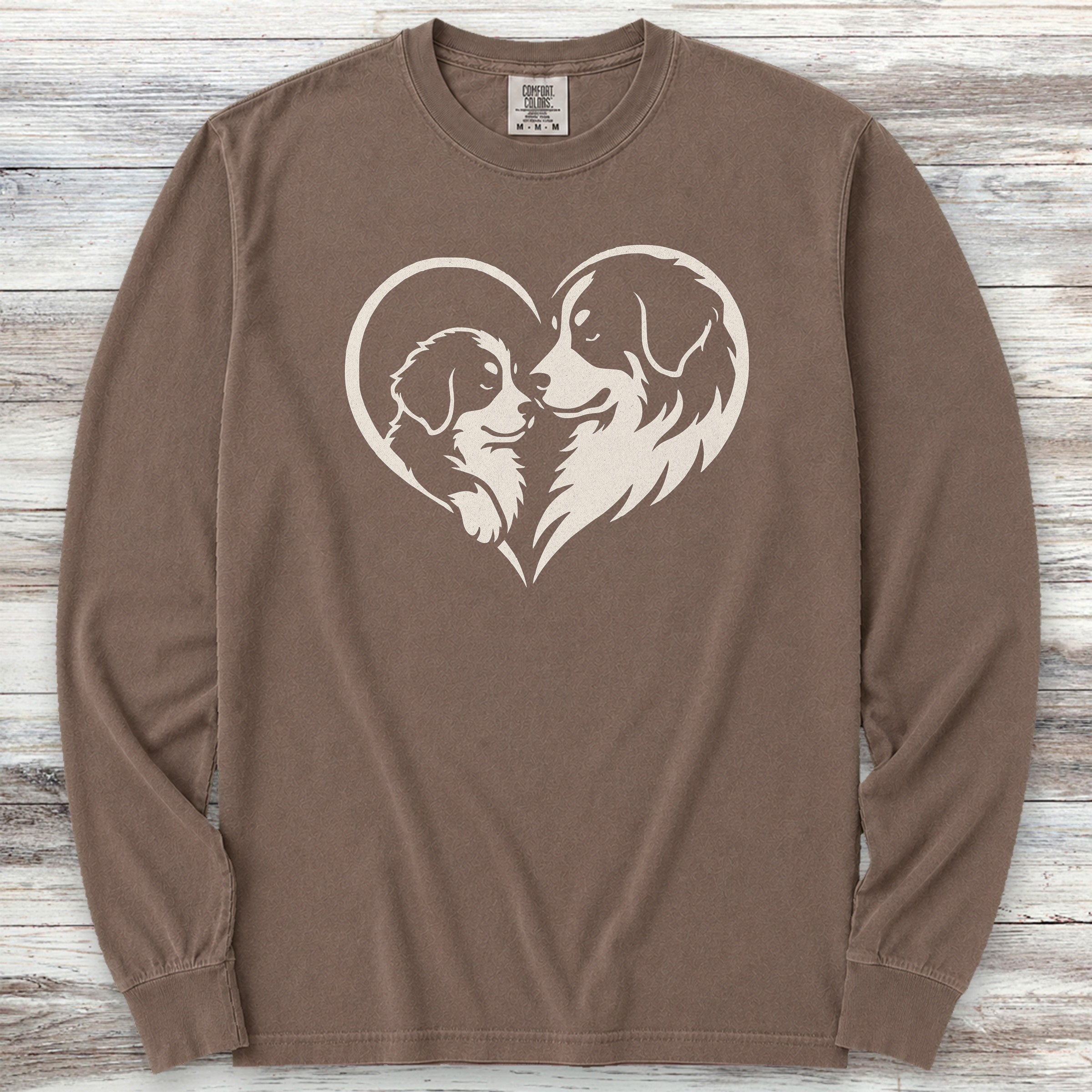 Bernese Mountain Dog Heart Bond Long Sleeve Tee - Espresso