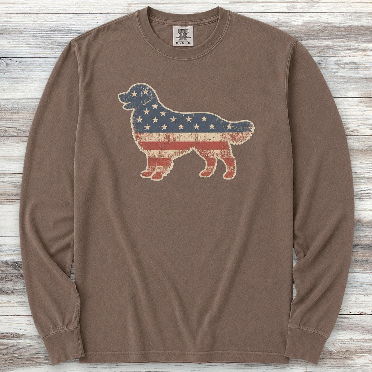 Golden Retriever Vintage USA Long Sleeve Tee - Espresso