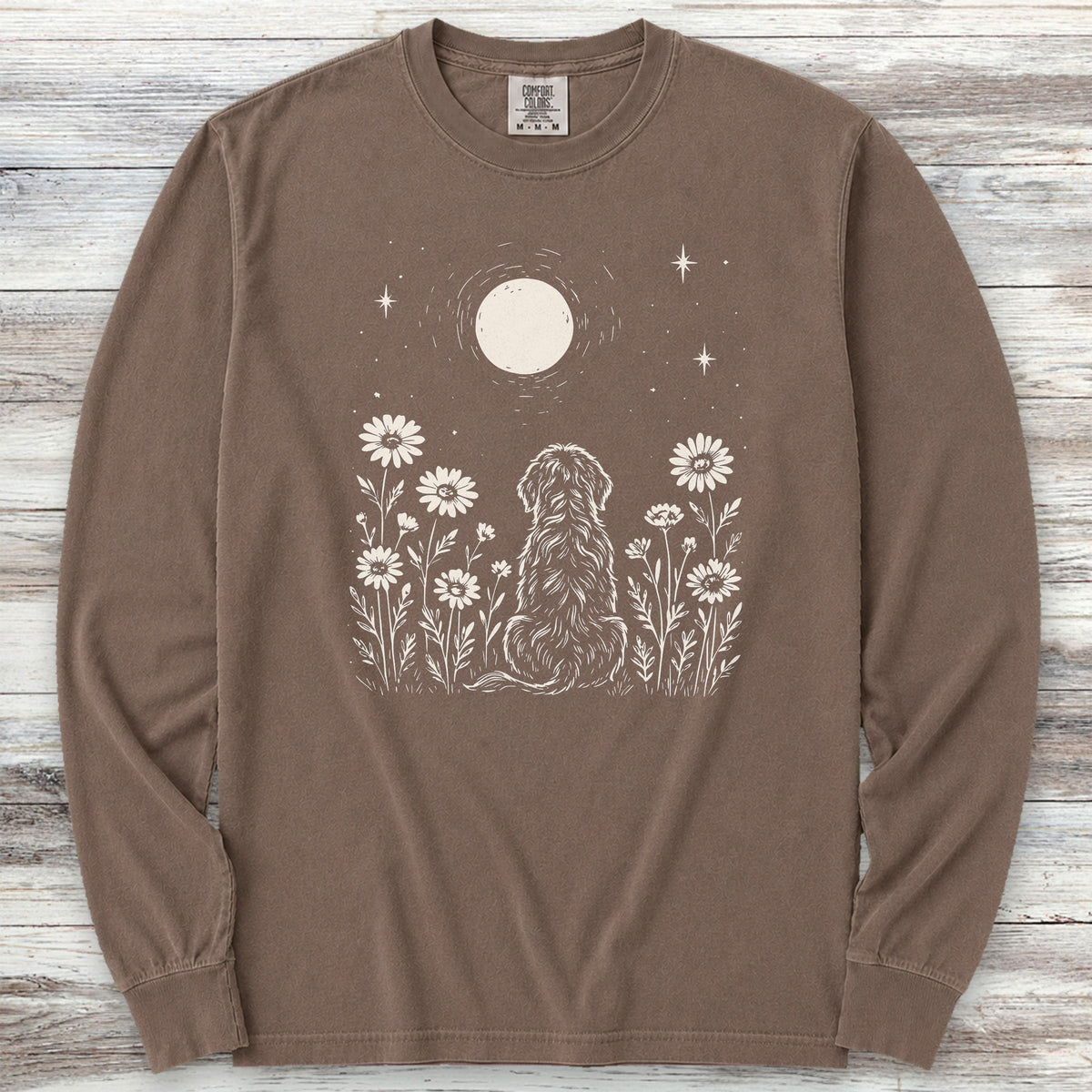 Doodle Moonlight & Wildflowers Long Sleeve Tee - Espresso