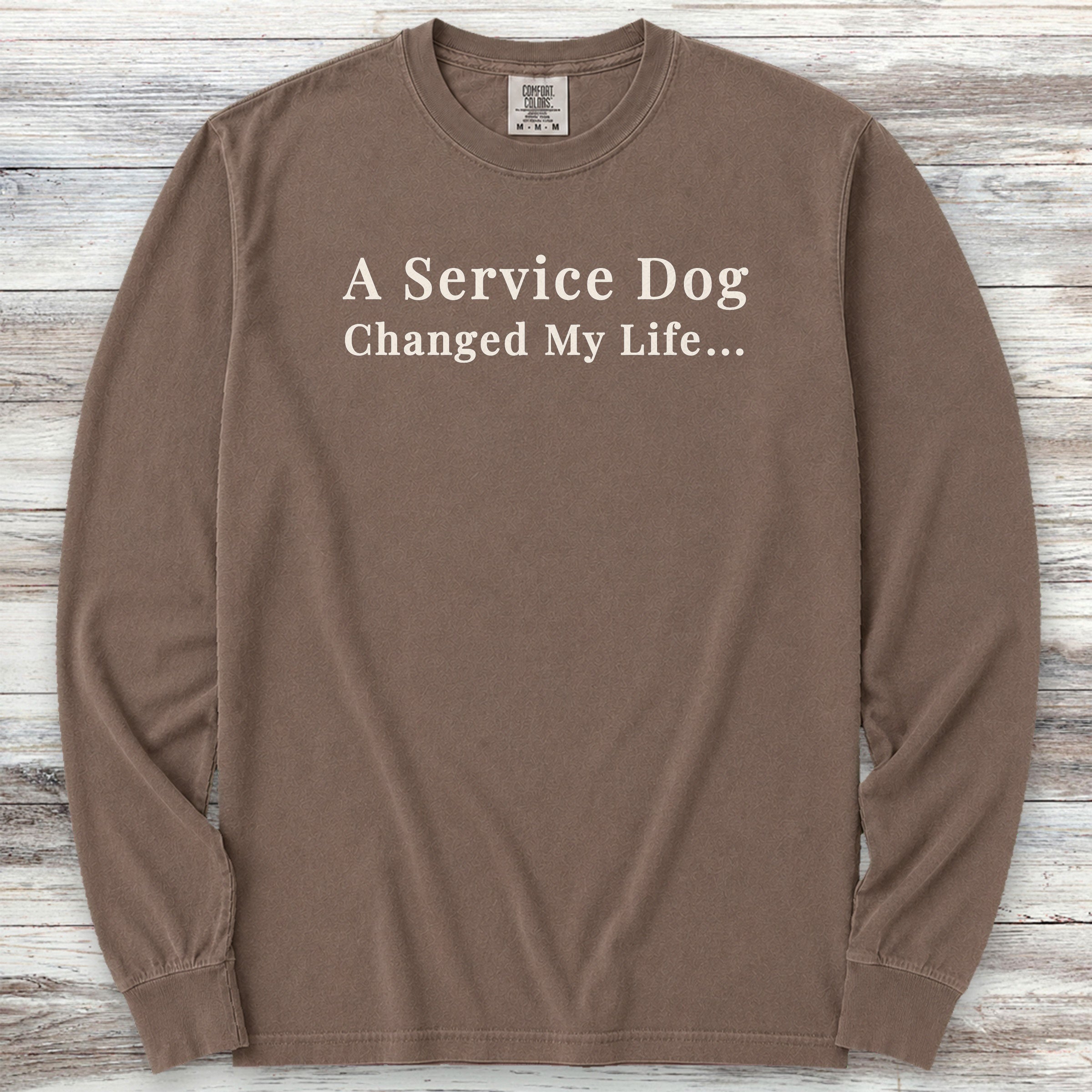 Service Dog Changed Life Long Sleeve Tee - Espresso