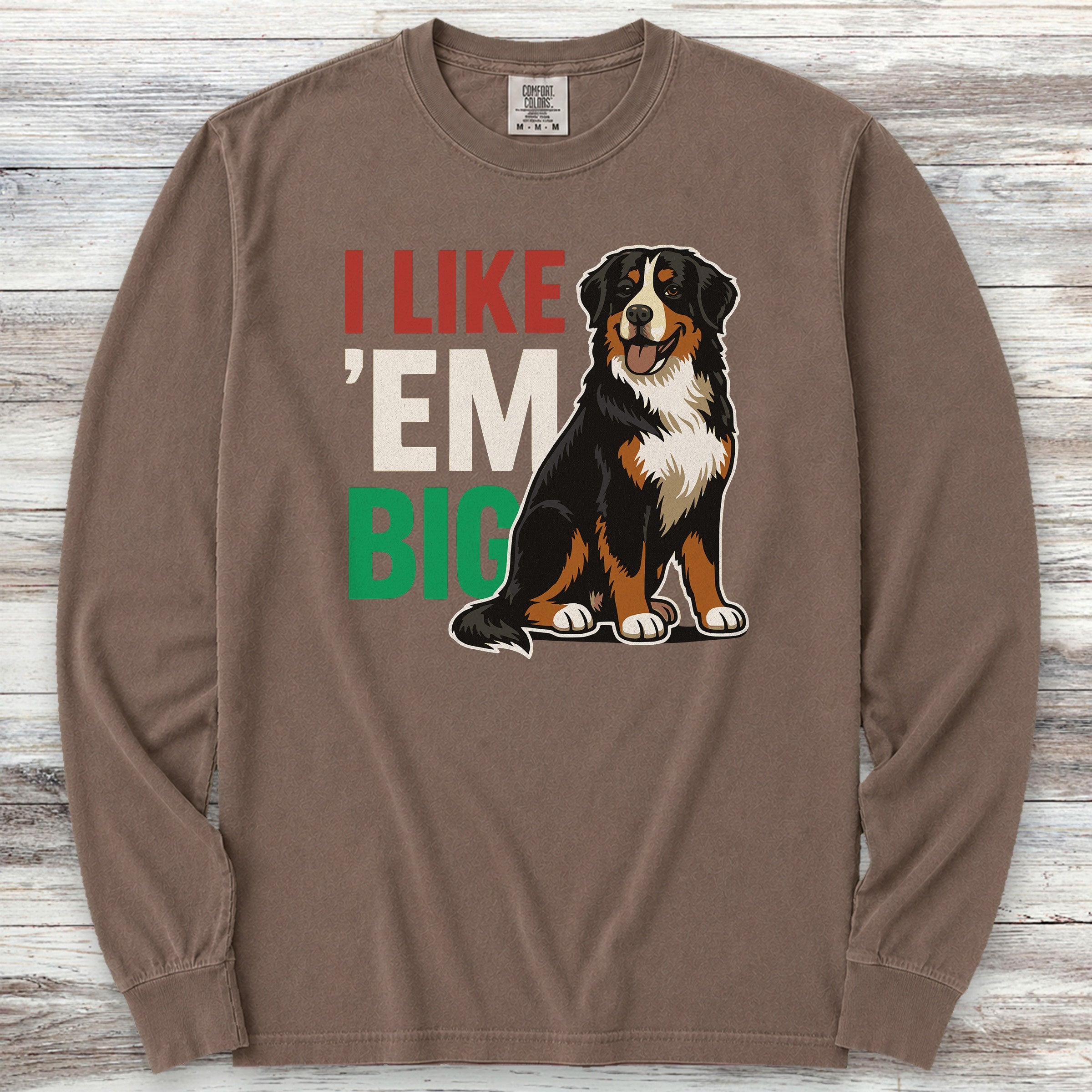 Bernese Mountain Dog Big Long Sleeve Tee - Espresso