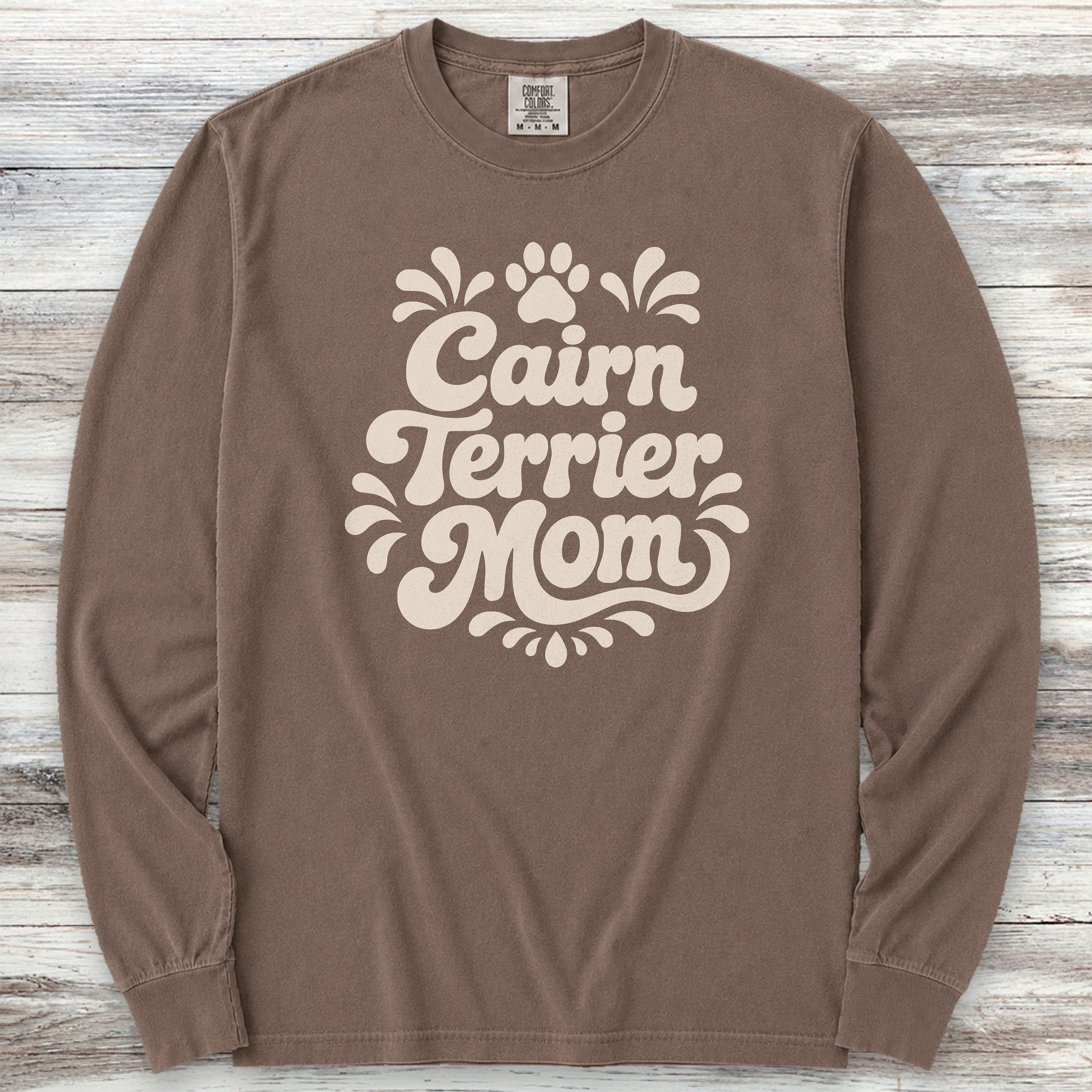 Cairn Terrier Groovy Mom Long Sleeve Tee - Espresso