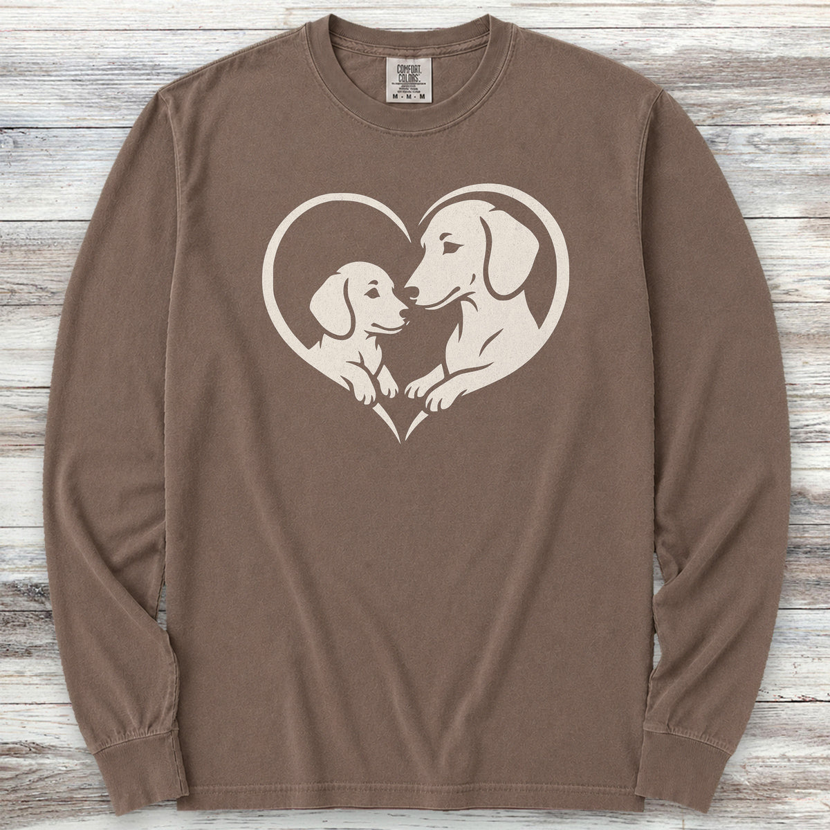 Dachshund Heart Bond Long Sleeve Tee - Espresso