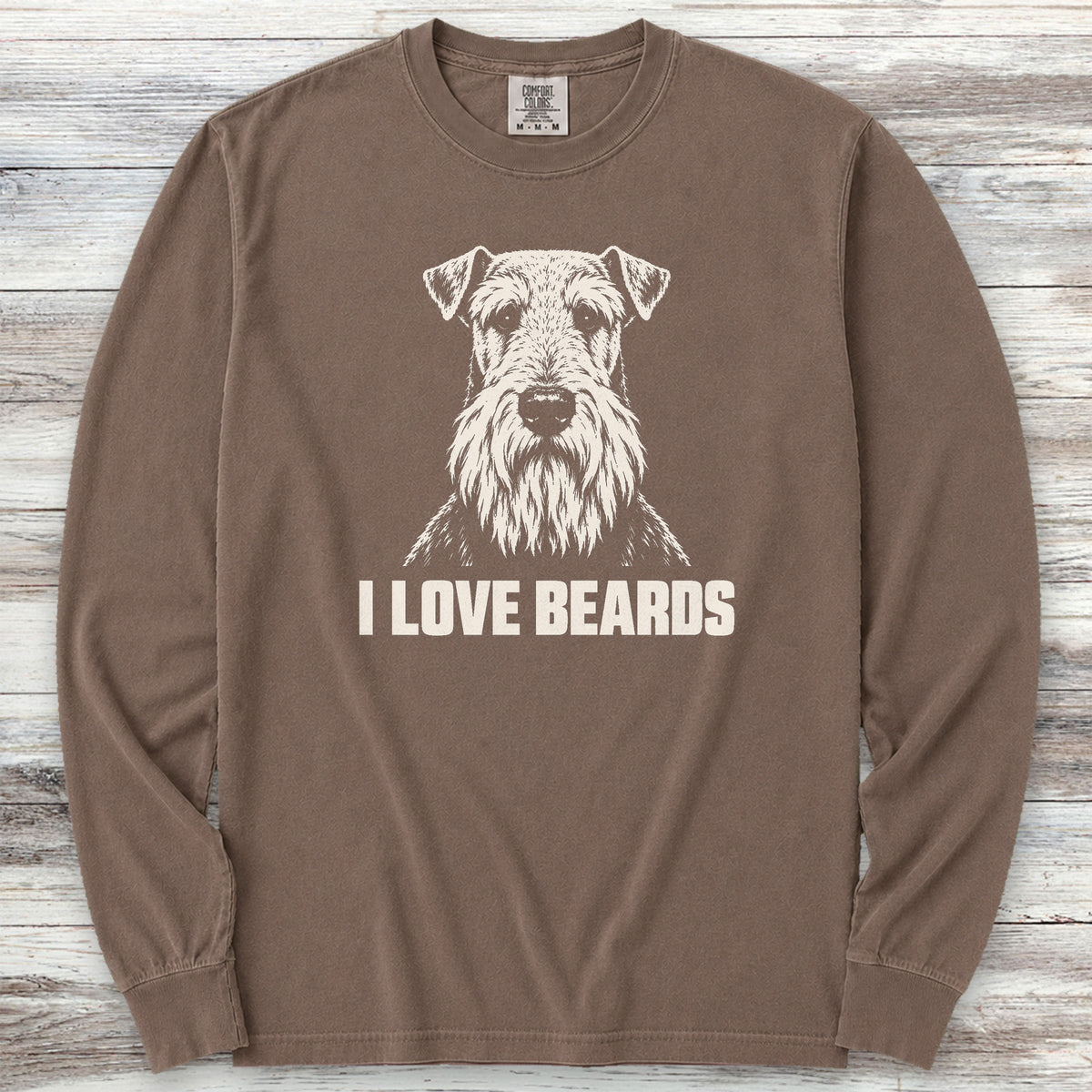 Airedale I Love Beards Long Sleeve Tee - Espresso