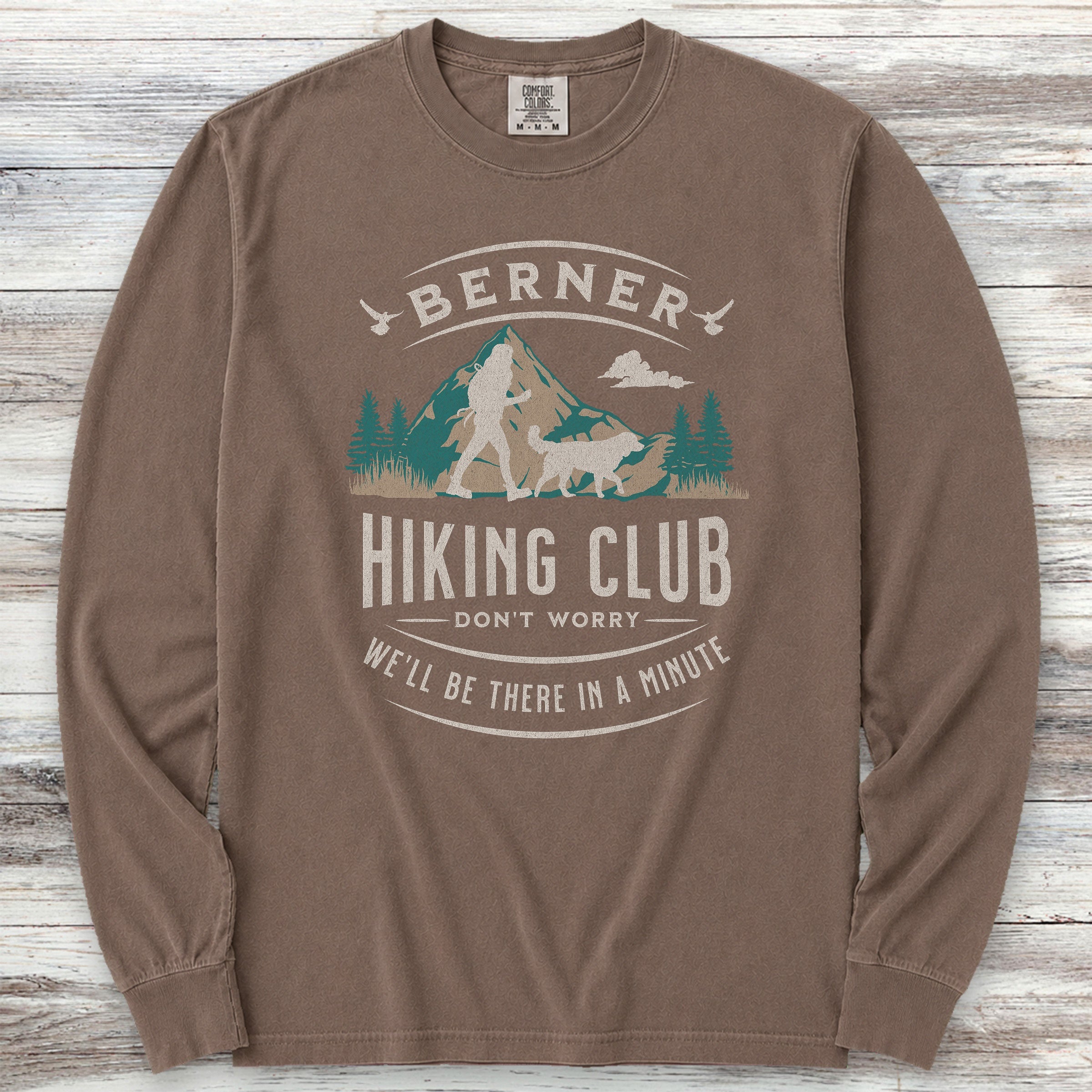 Bernese Mountain Dog Hiking Club Long Sleeve Tee - Espresso