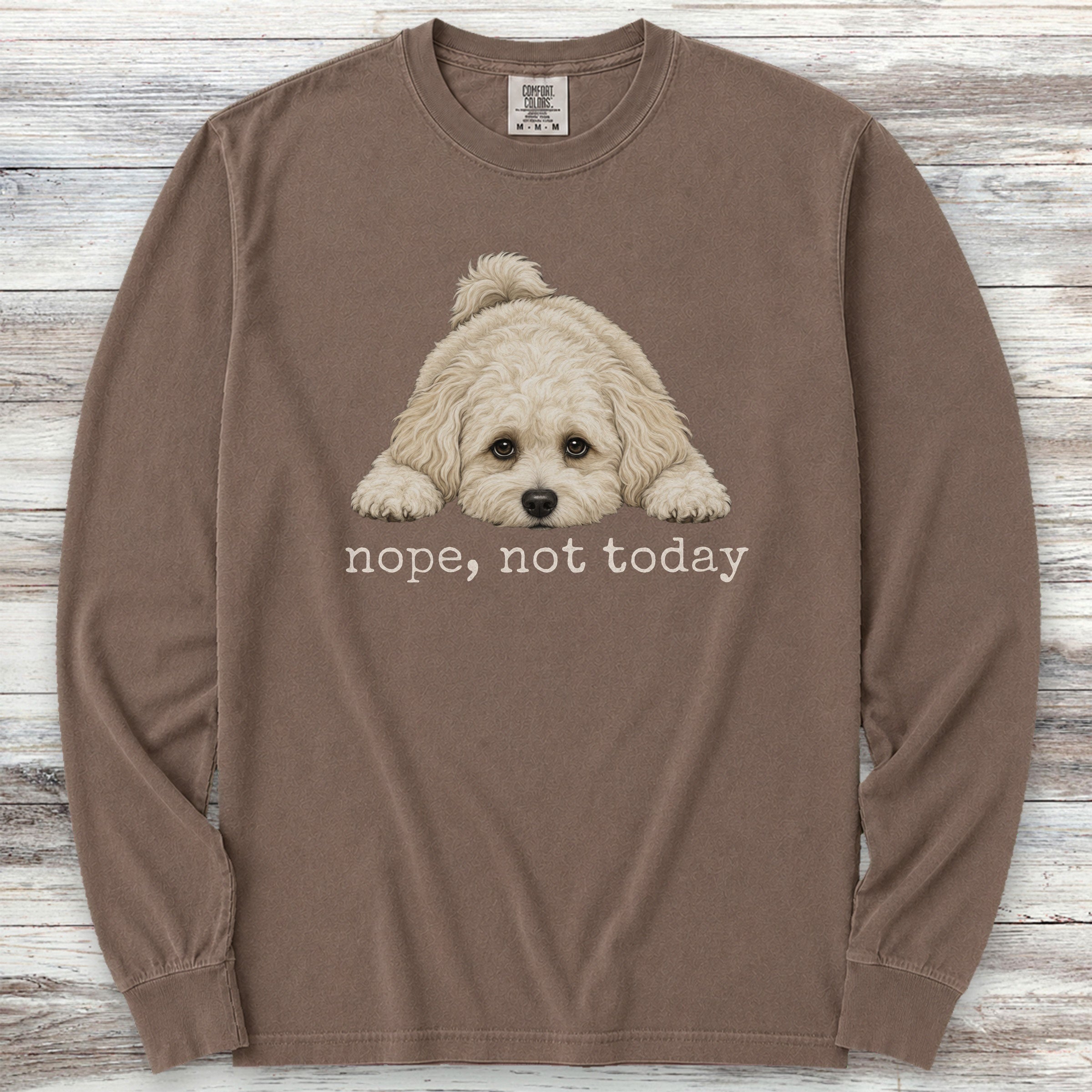 Maltipoo Nope Long Sleeve Tee - Espresso