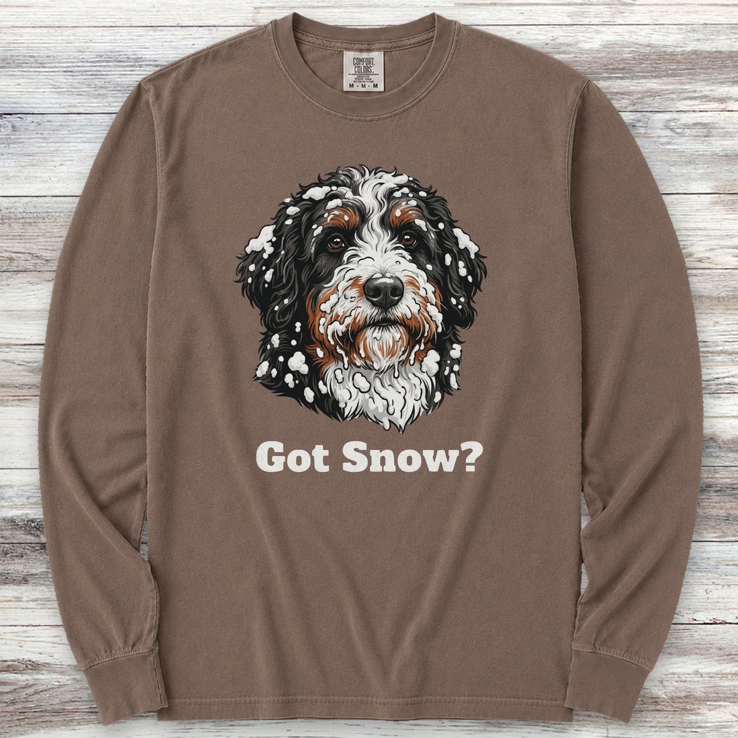 Bernedoodle Got Snow Long Sleeve Tee - Espresso