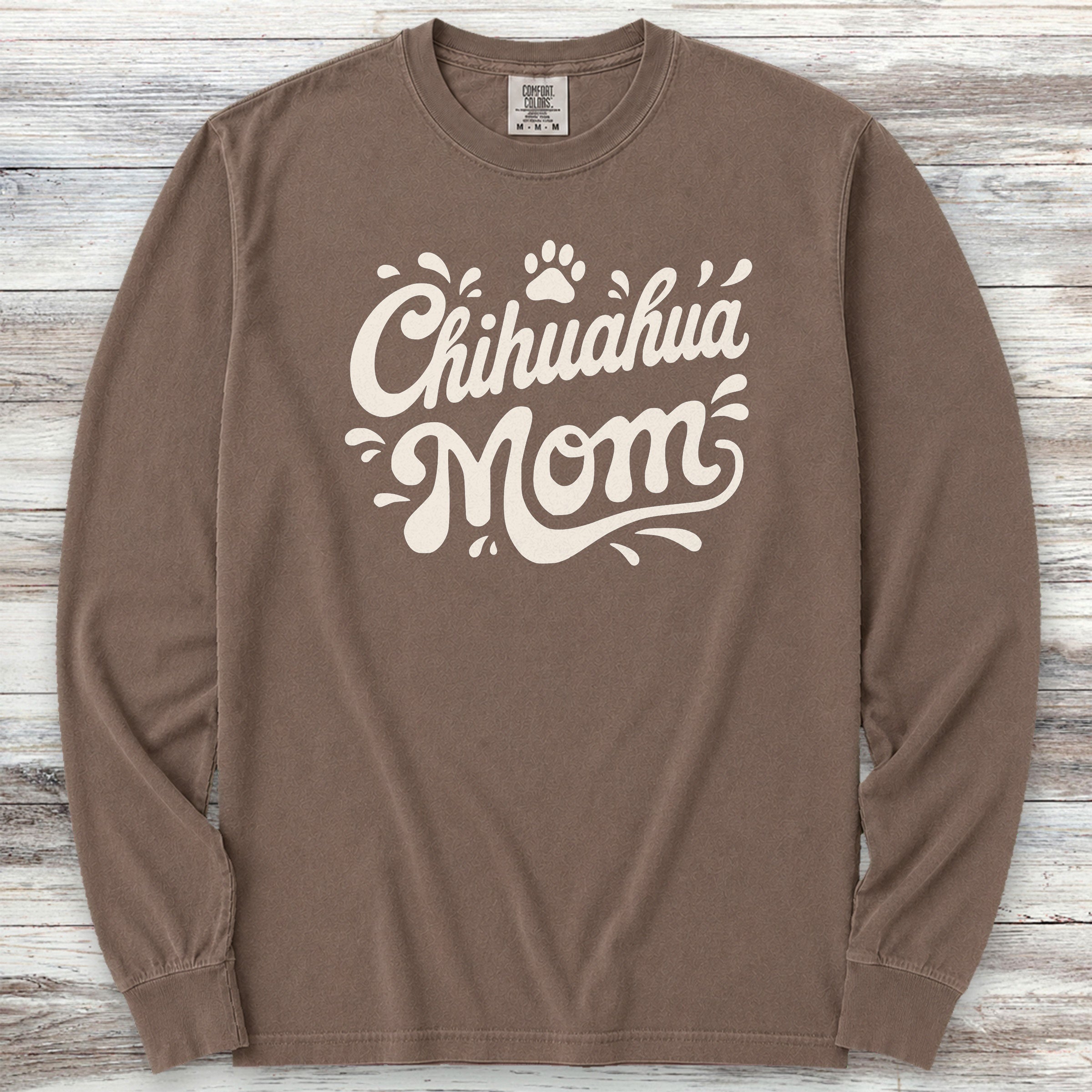 Chihuahua Groovy Mom Long Sleeve Tee - Espresso