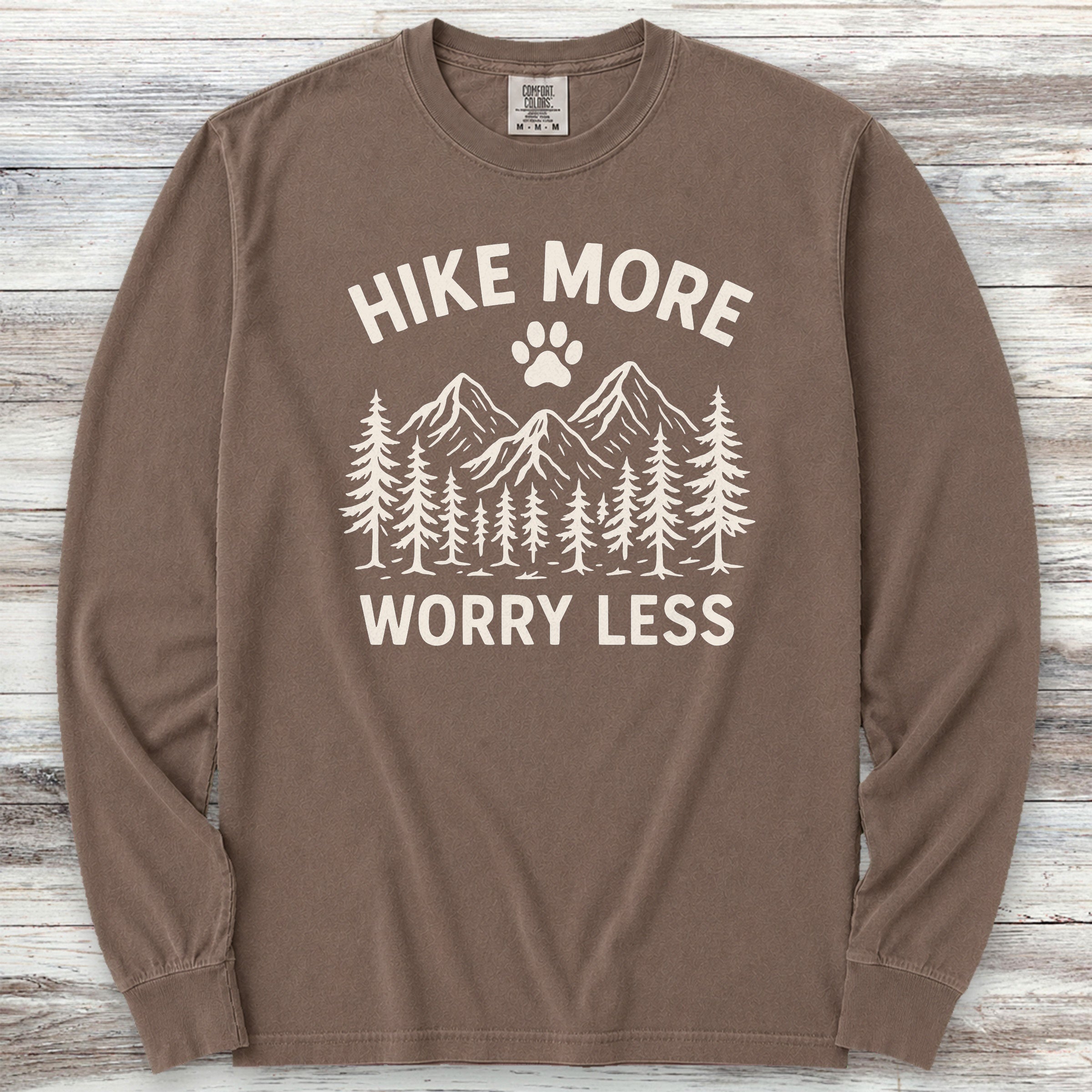 Hike More Worry Less Long Sleeve Tee - Espresso