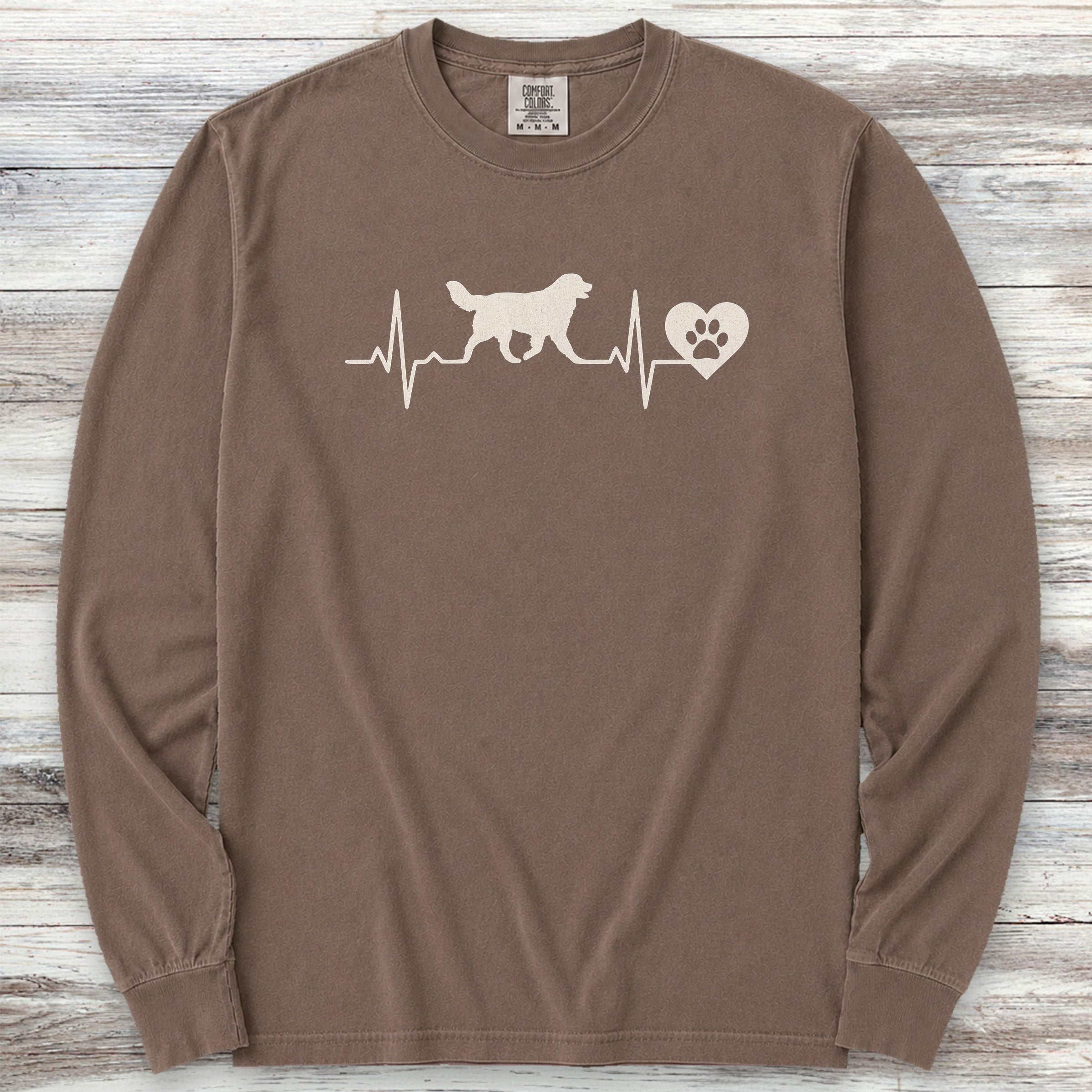 Bernese Mountain Dog Heartbeat Long Sleeve Tee - Espresso