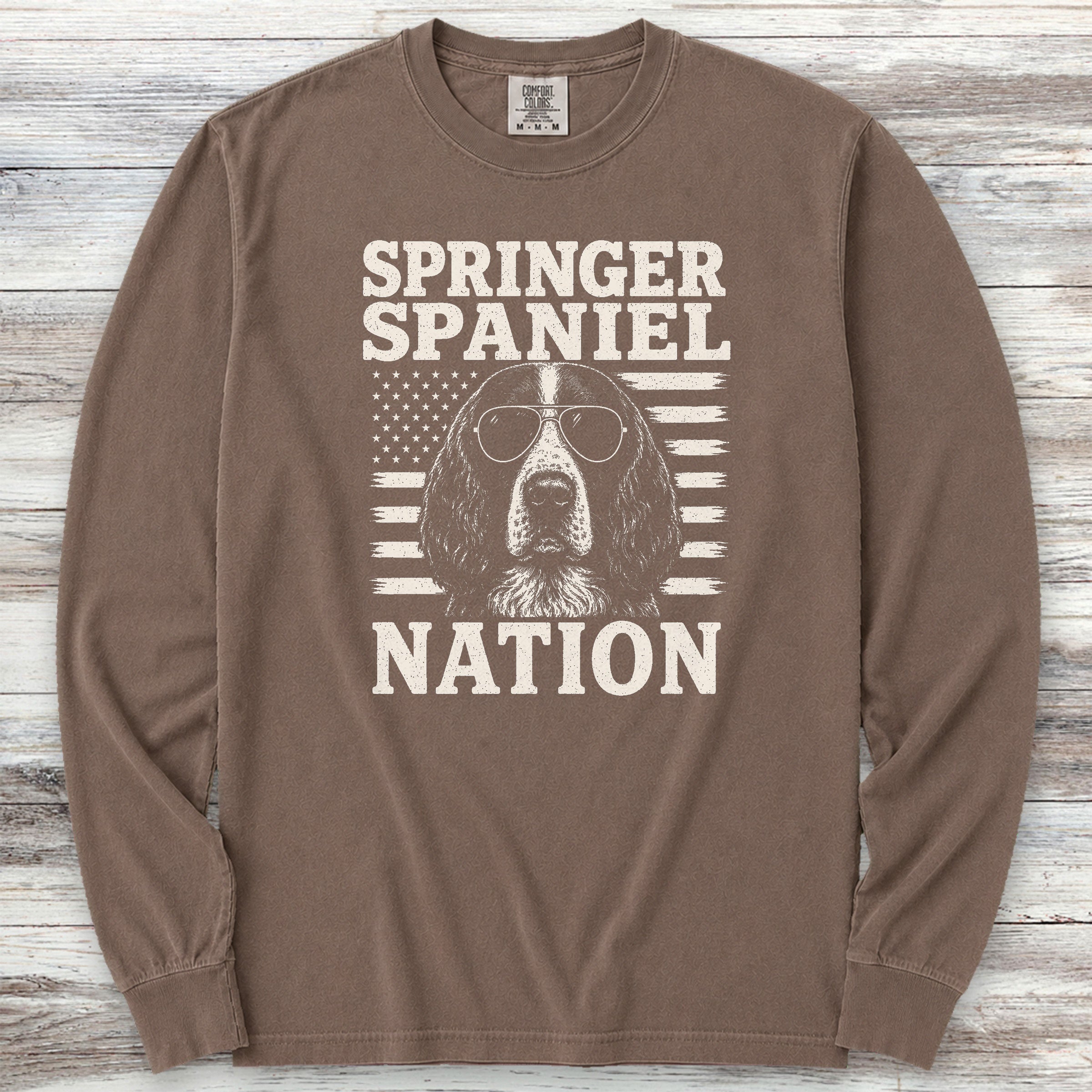 English Springer Spaniel Nation Long Sleeve Tee - Espresso