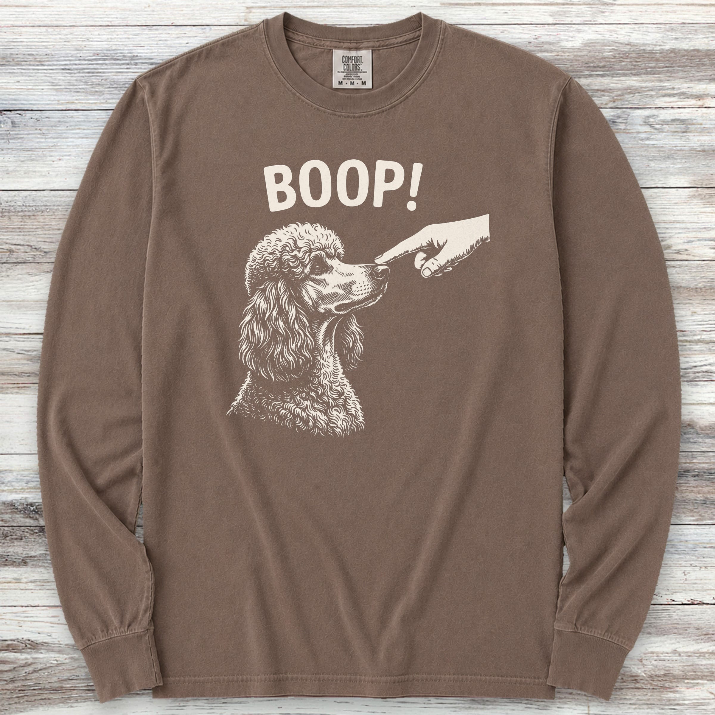 Poodle BOOP! Long Sleeve Tee - Espresso