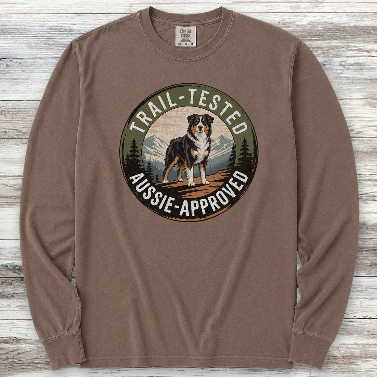 Australian Shepherd Trail Tested Long Sleeve Tee - Espresso