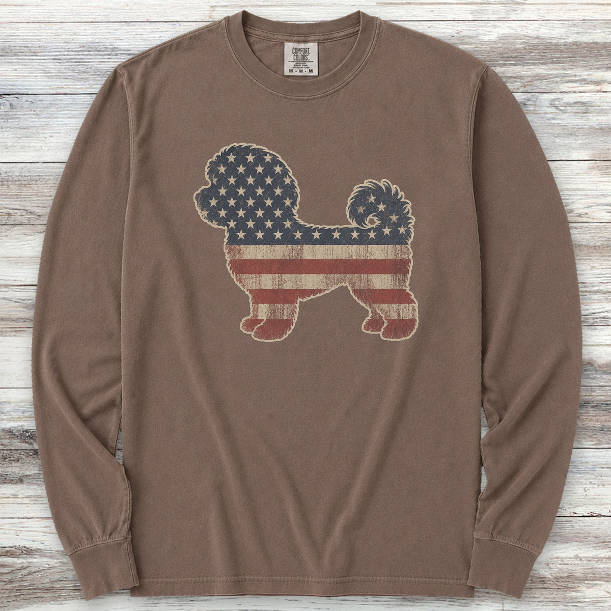 Maltipoo Vintage USA Long Sleeve Tee - Espresso