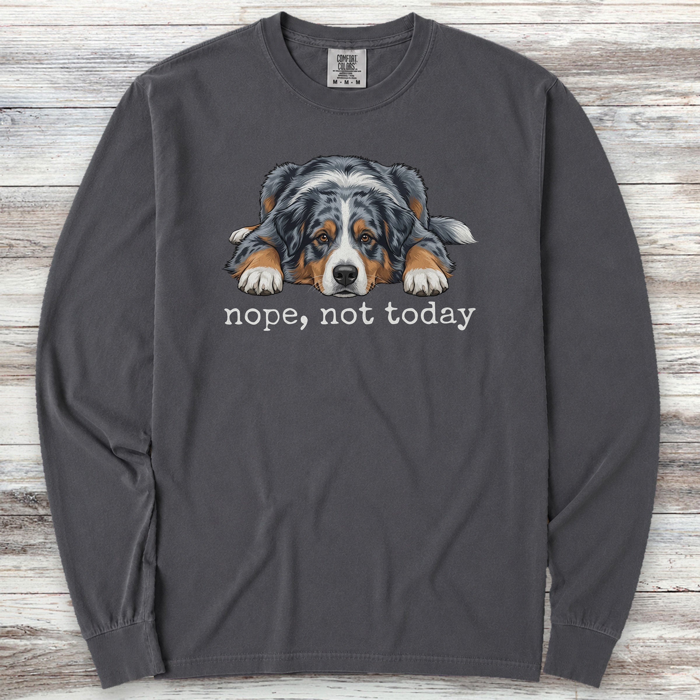 Australian Shepherd Nope Long Sleeve Tee - Graphite