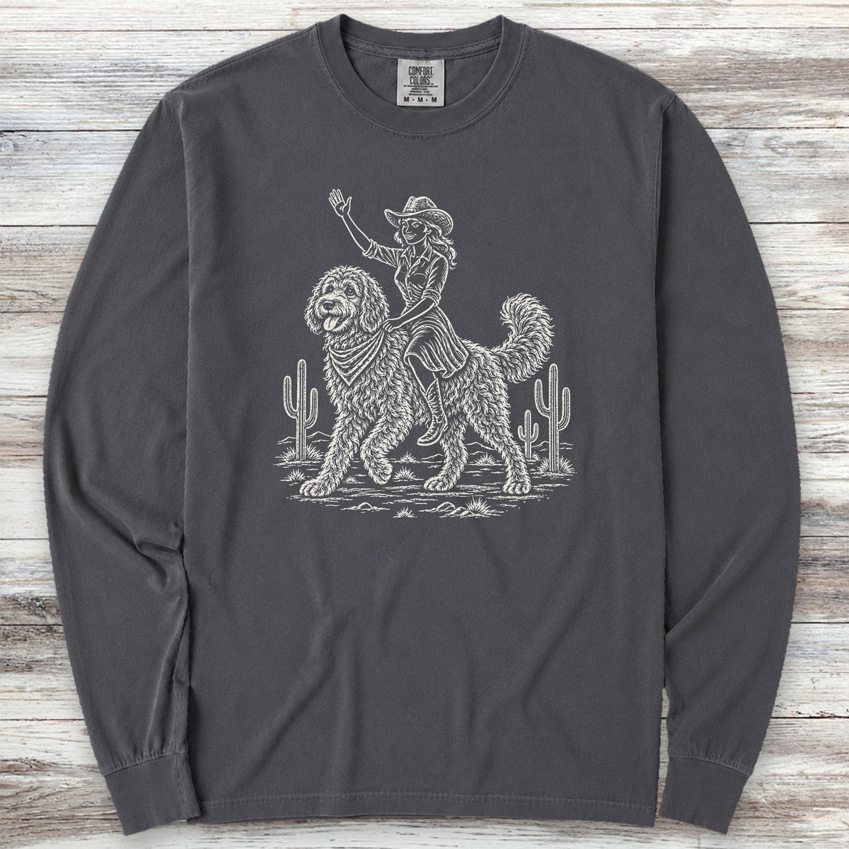 Doodle Cowgirl Long Sleeve Tee - Graphite