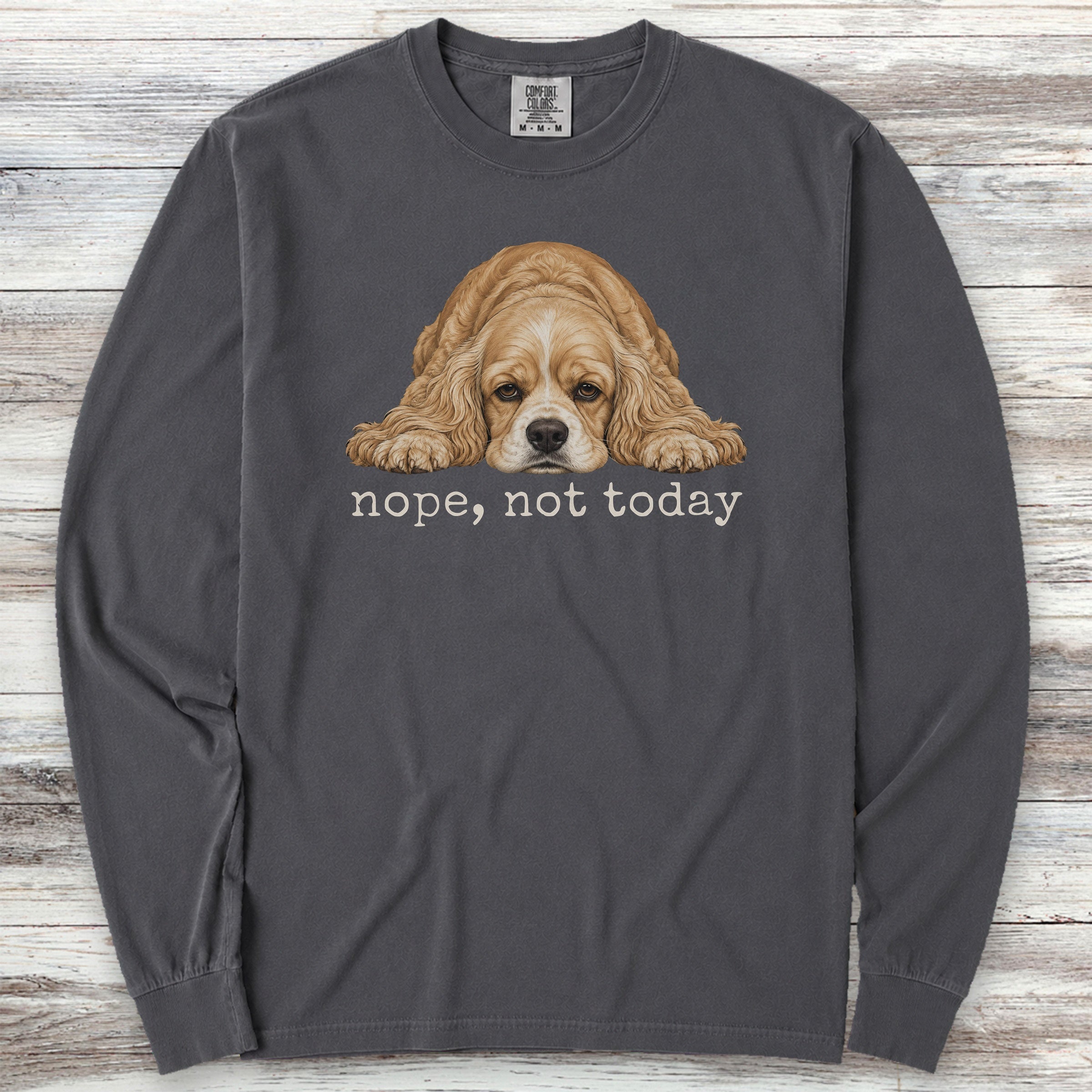 Cocker Spaniel Nope Long Sleeve Tee - Graphite