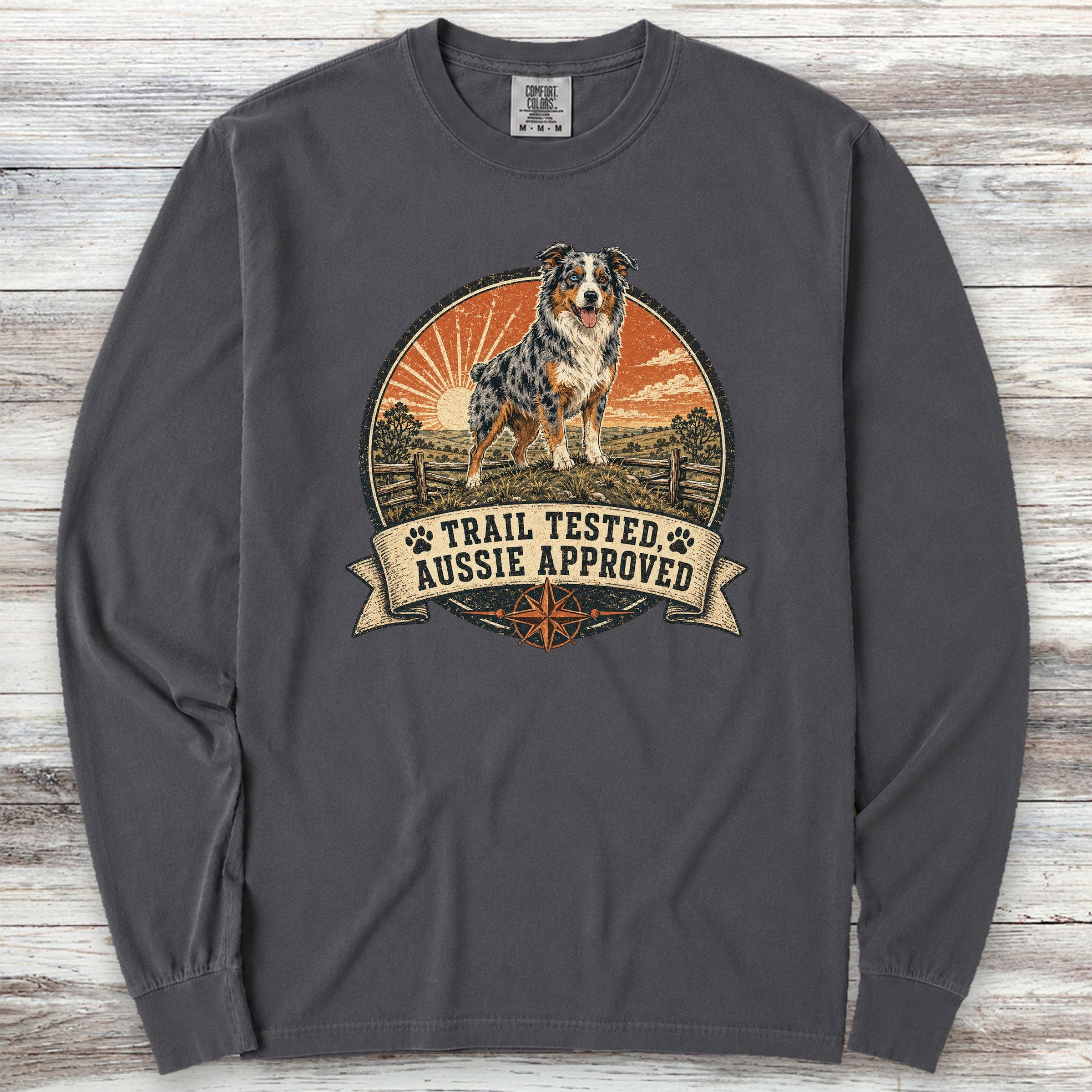 Australian Shepherd Tested Long Sleeve Tee - Graphite