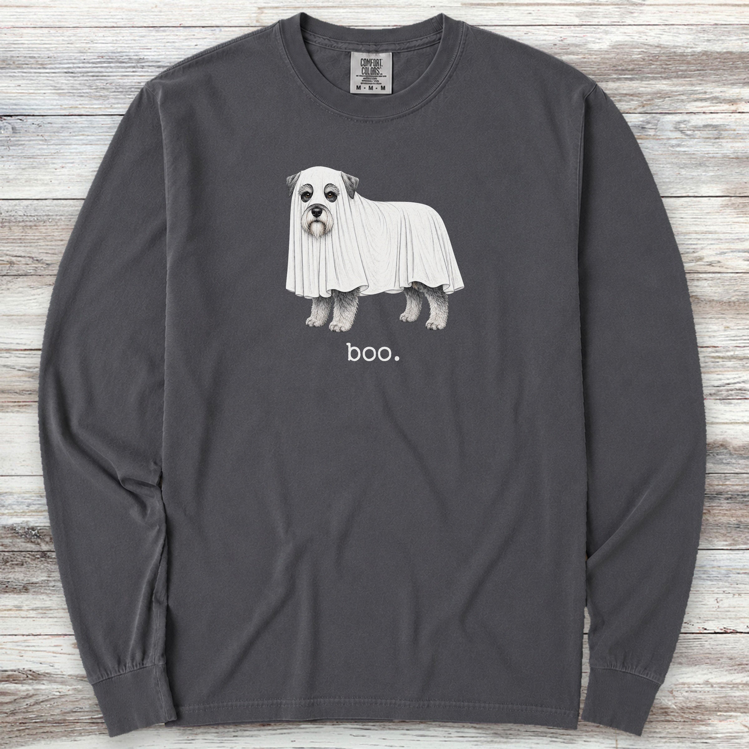 Miniature Schnauzer Boo Long Sleeve Tee - Graphite