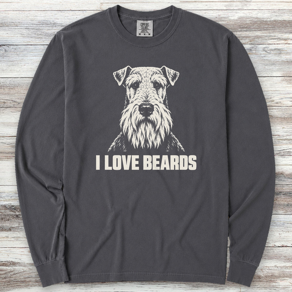 Airedale I Love Beards Long Sleeve Tee - Graphite
