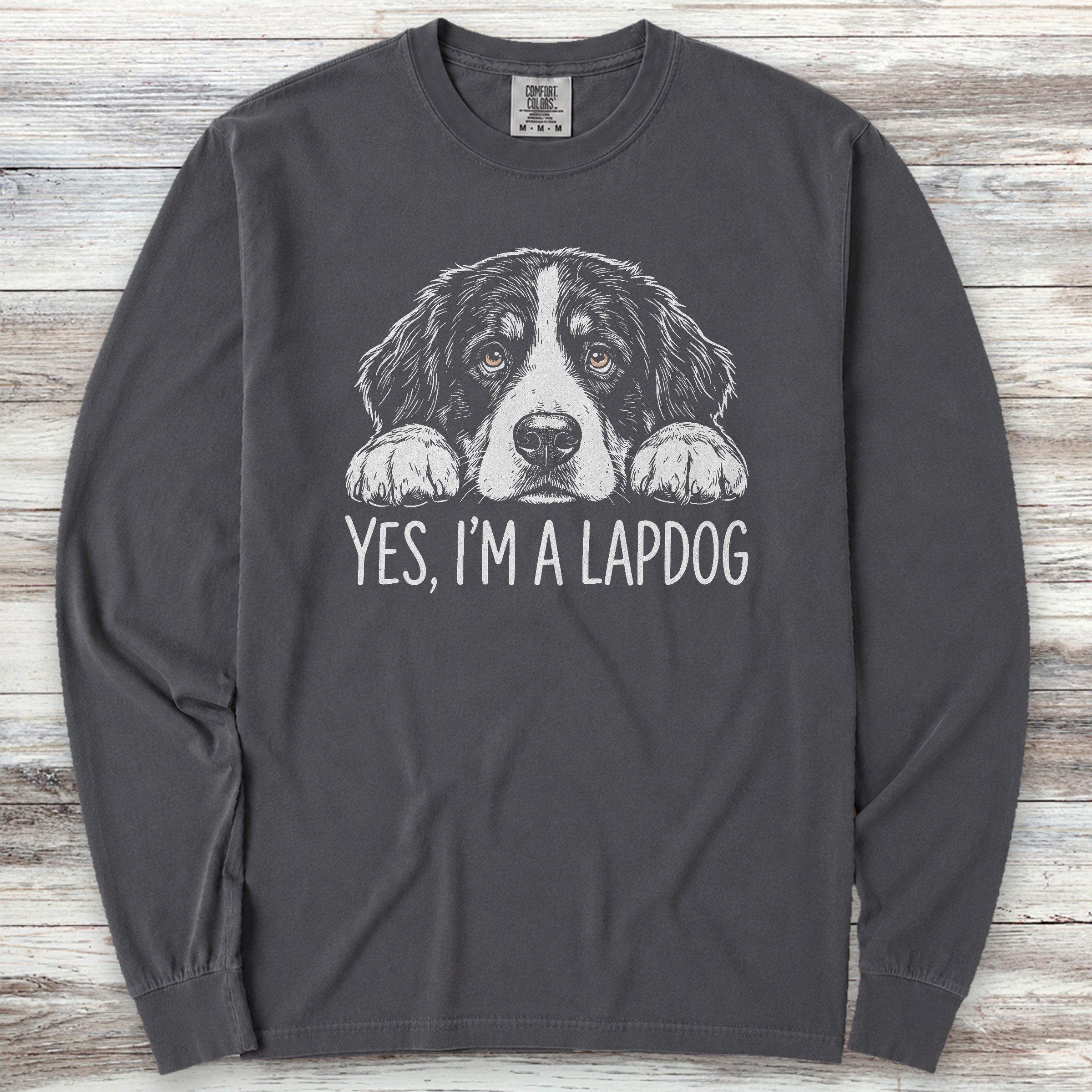 Bernese Mountain Dog Lapdog Long Sleeve Tee - Graphite