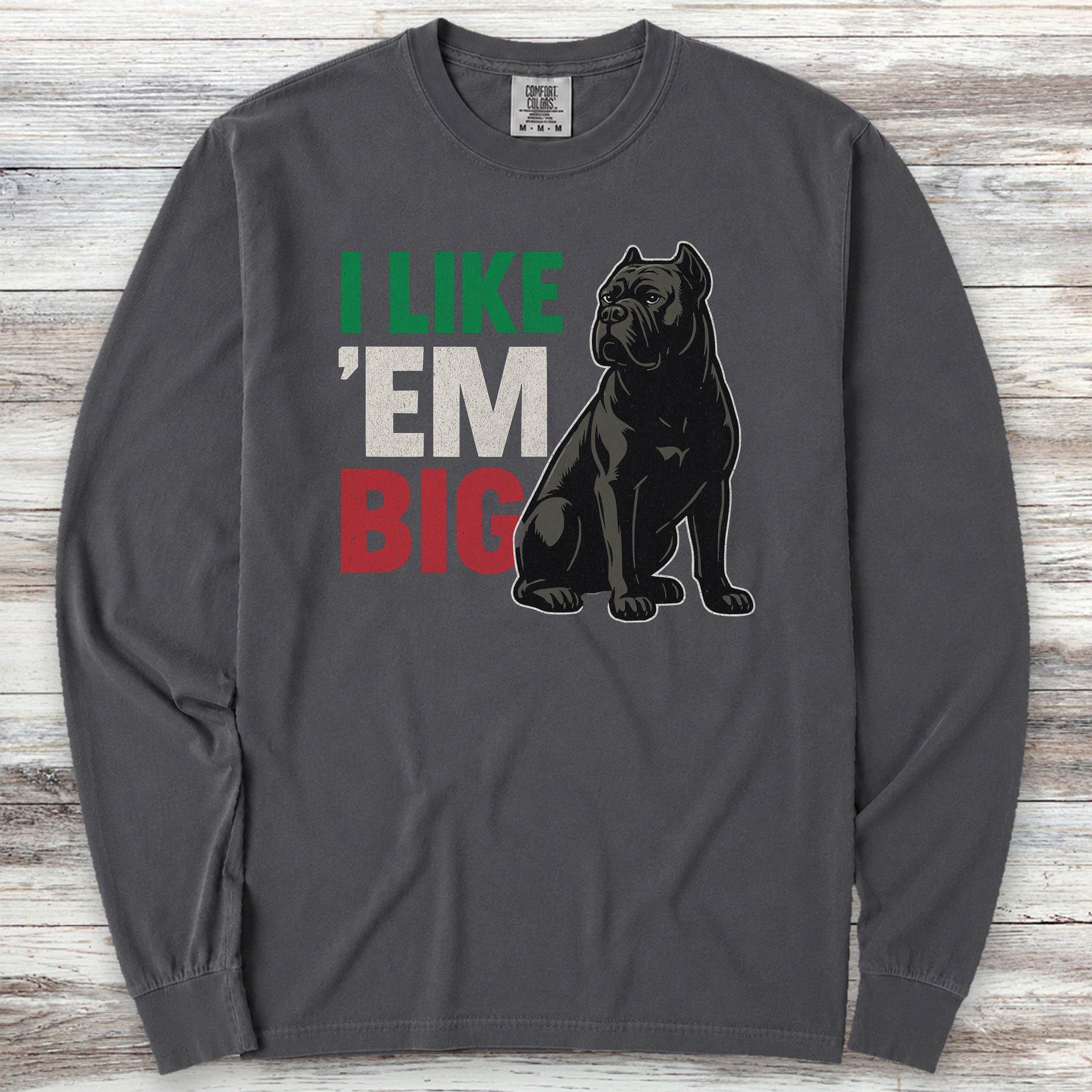 Cane Corso Big Long Sleeve Tee - Graphite