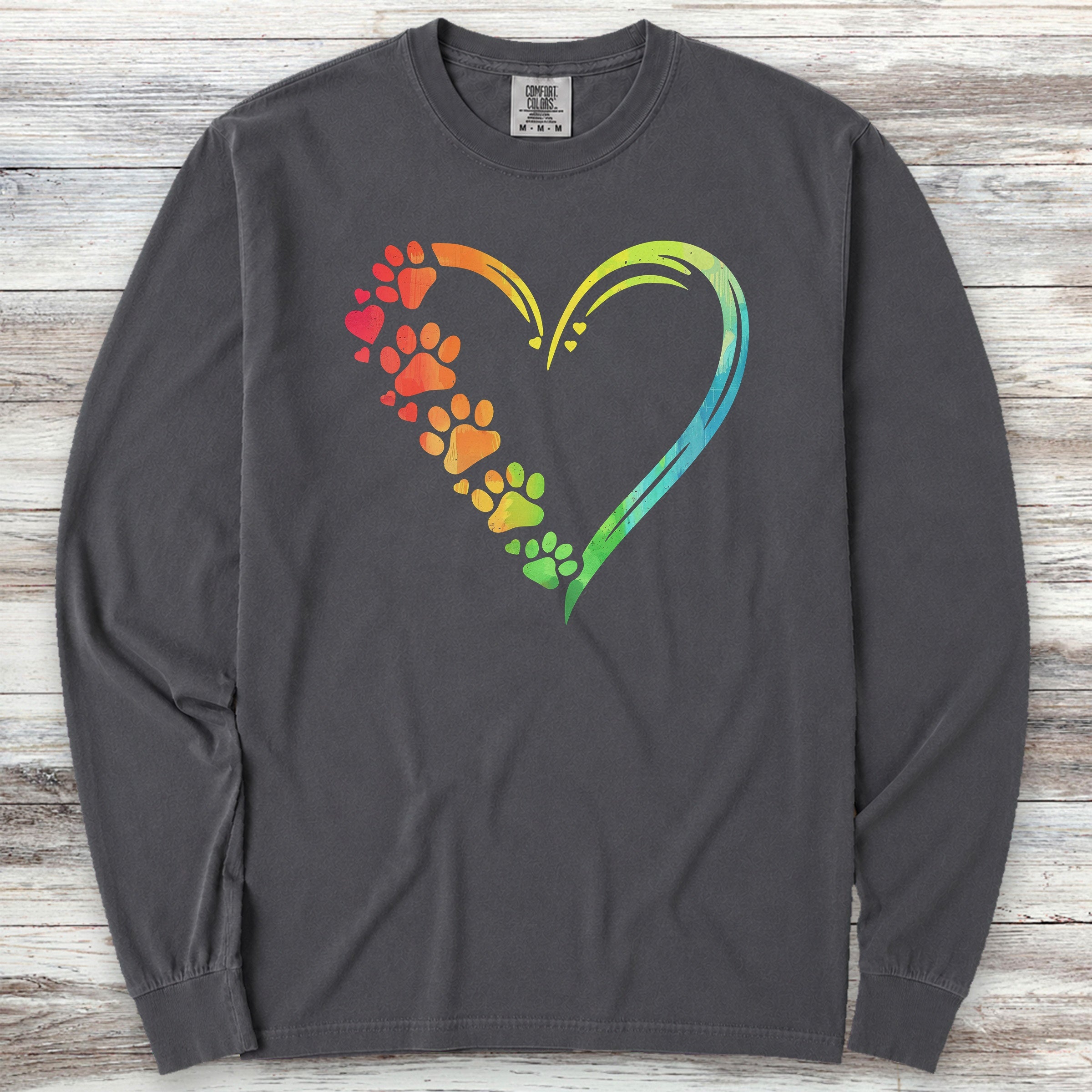 Rainbow Heart Long Sleeve Tee - Graphite