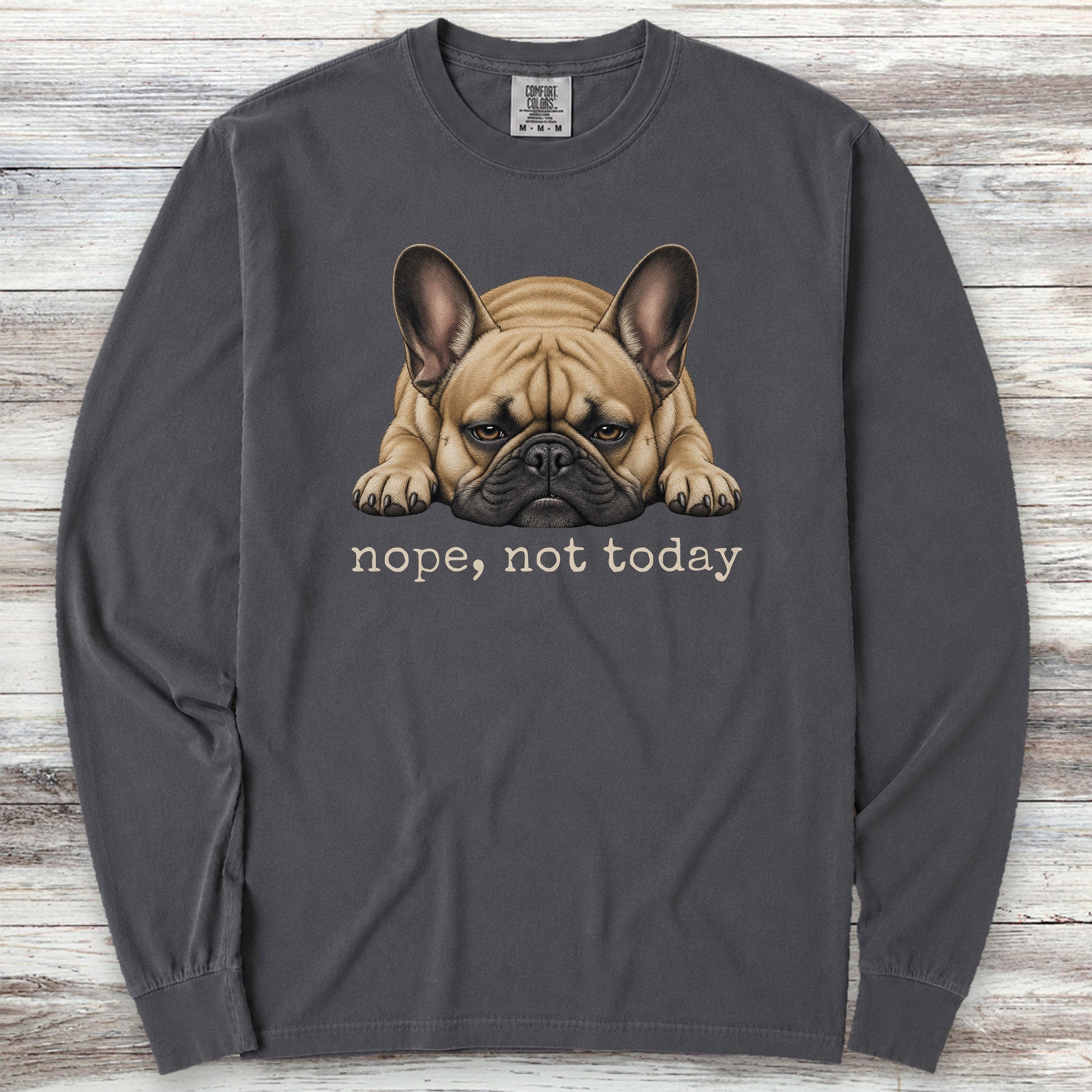 French Bulldog Nope Long Sleeve Tee - Graphite