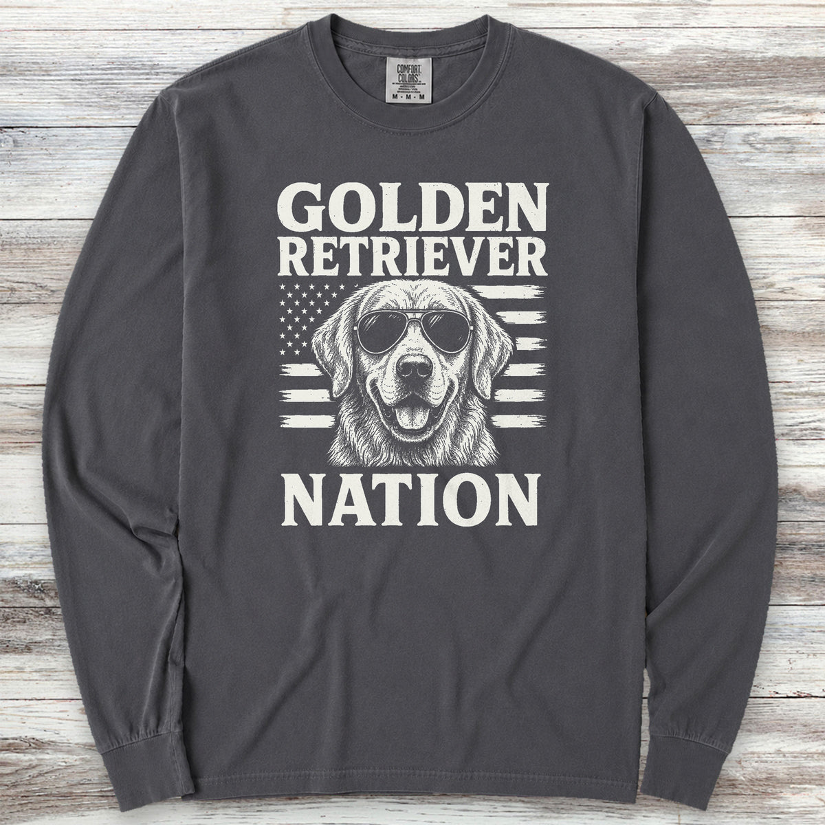 Golden Retriever Nation Long Sleeve Tee - Graphite