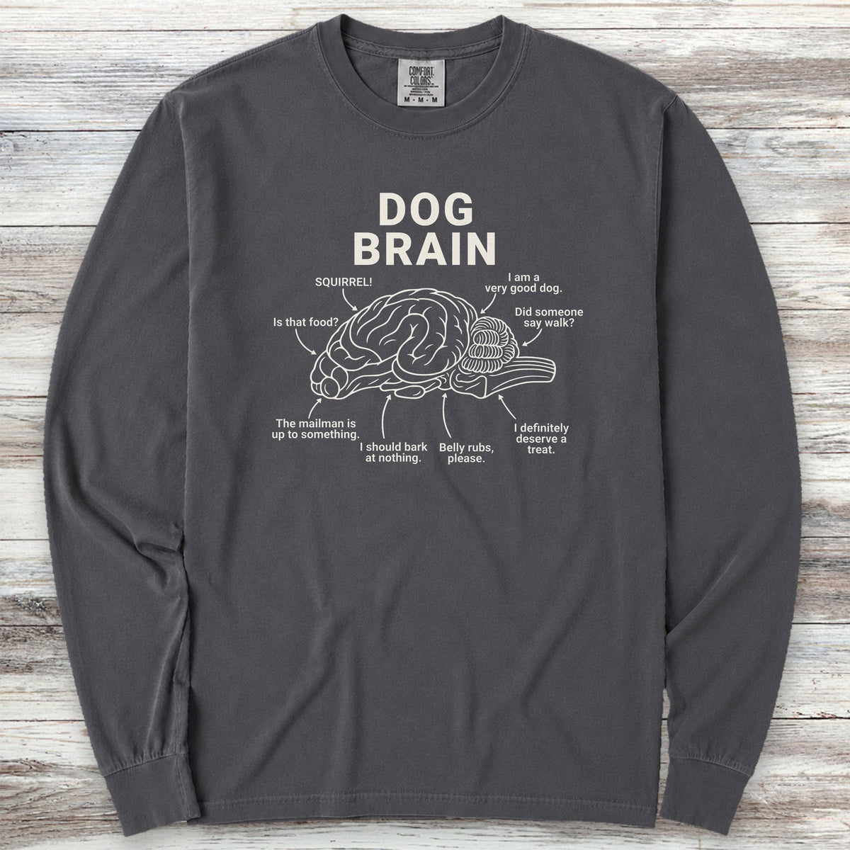 Dog Brain Long Sleeve Tee - Graphite