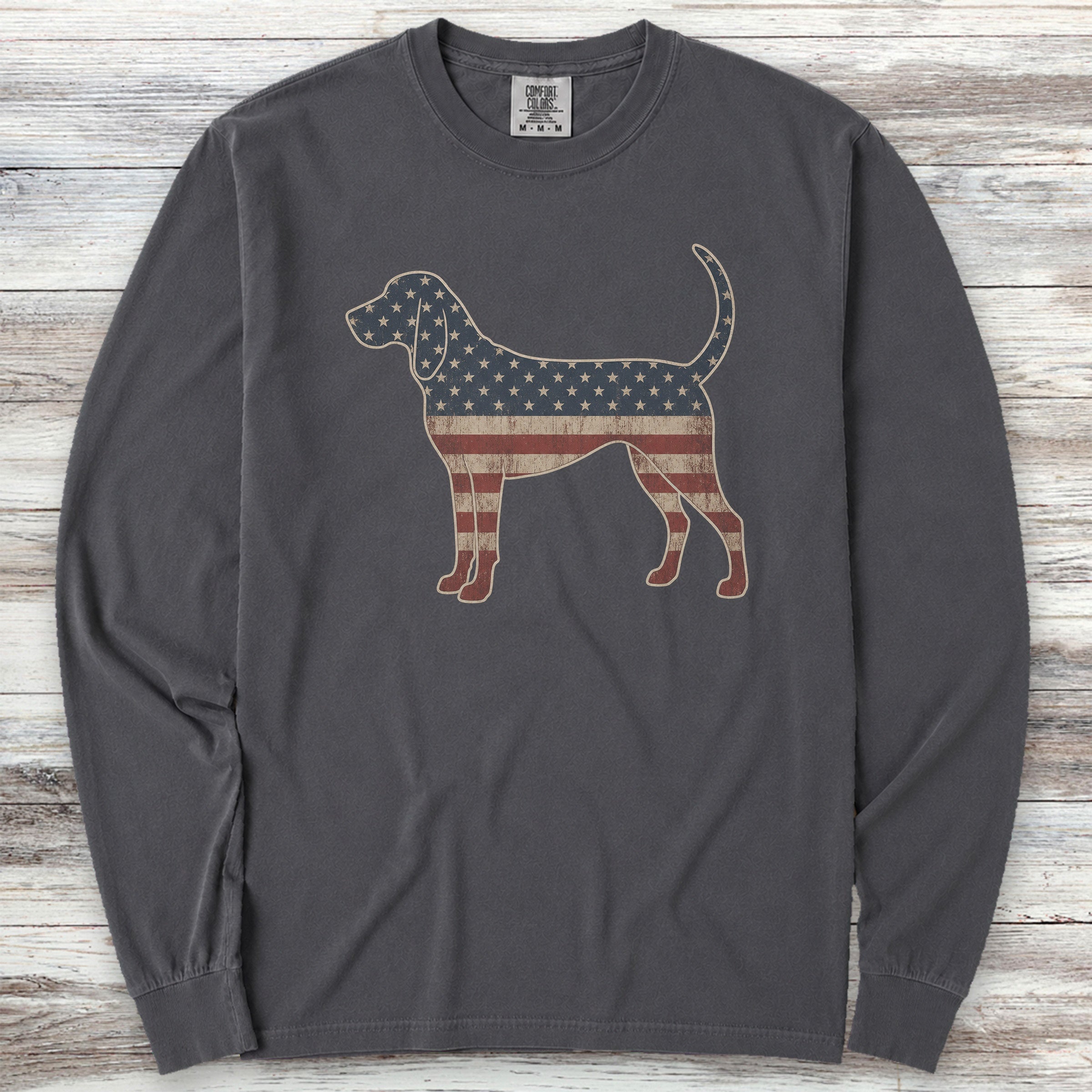 Coonhound Vintage USA Long Sleeve Tee - Graphite