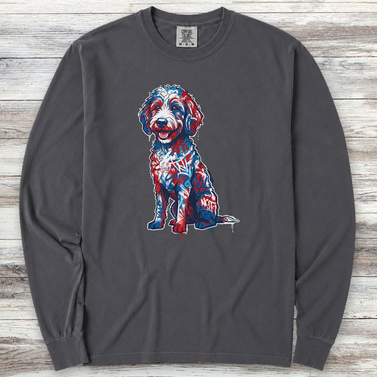 Doodle American Graffiti Art Long Sleeve Tee - Graphite