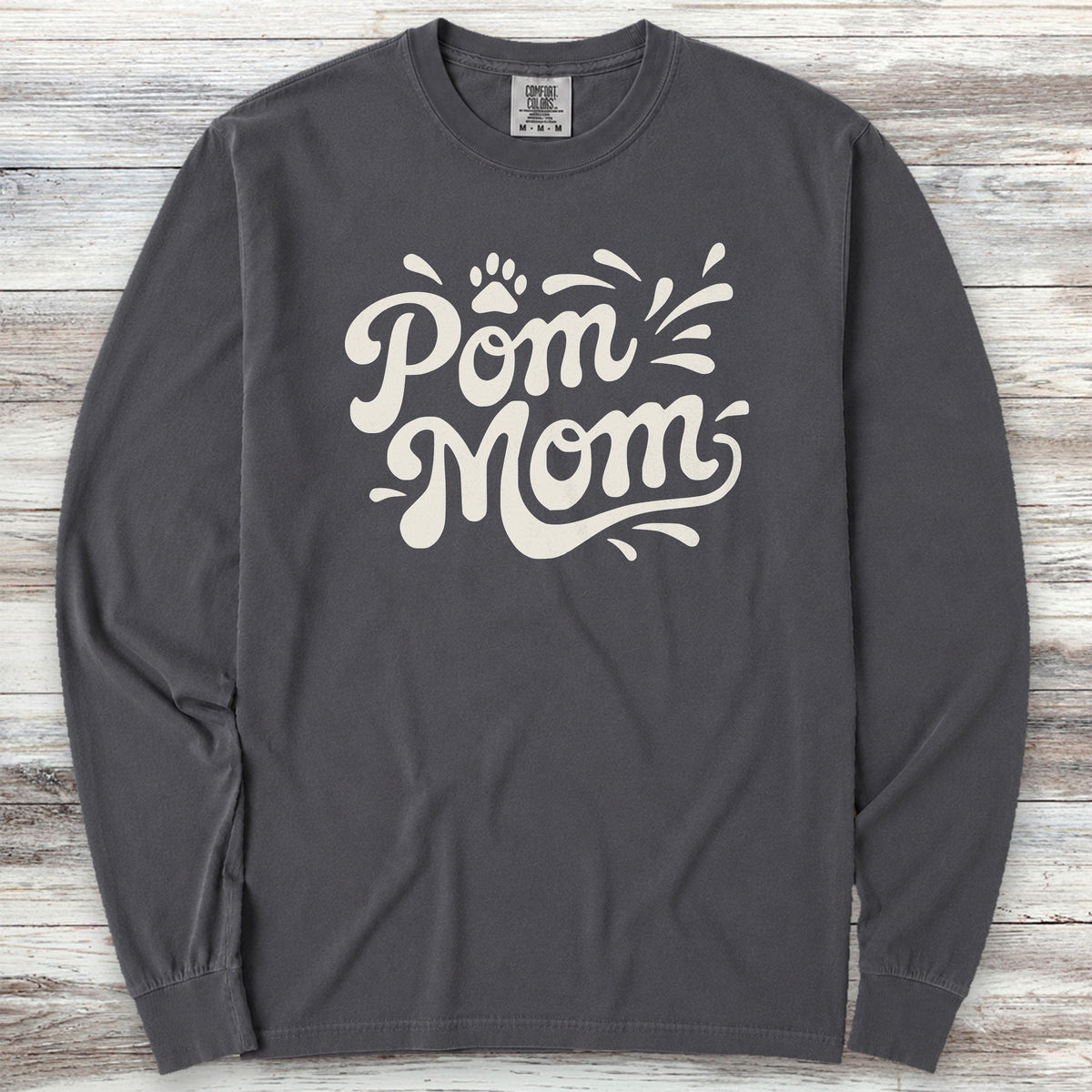 Pomeranian Groovy Mom Long Sleeve Tee - Graphite