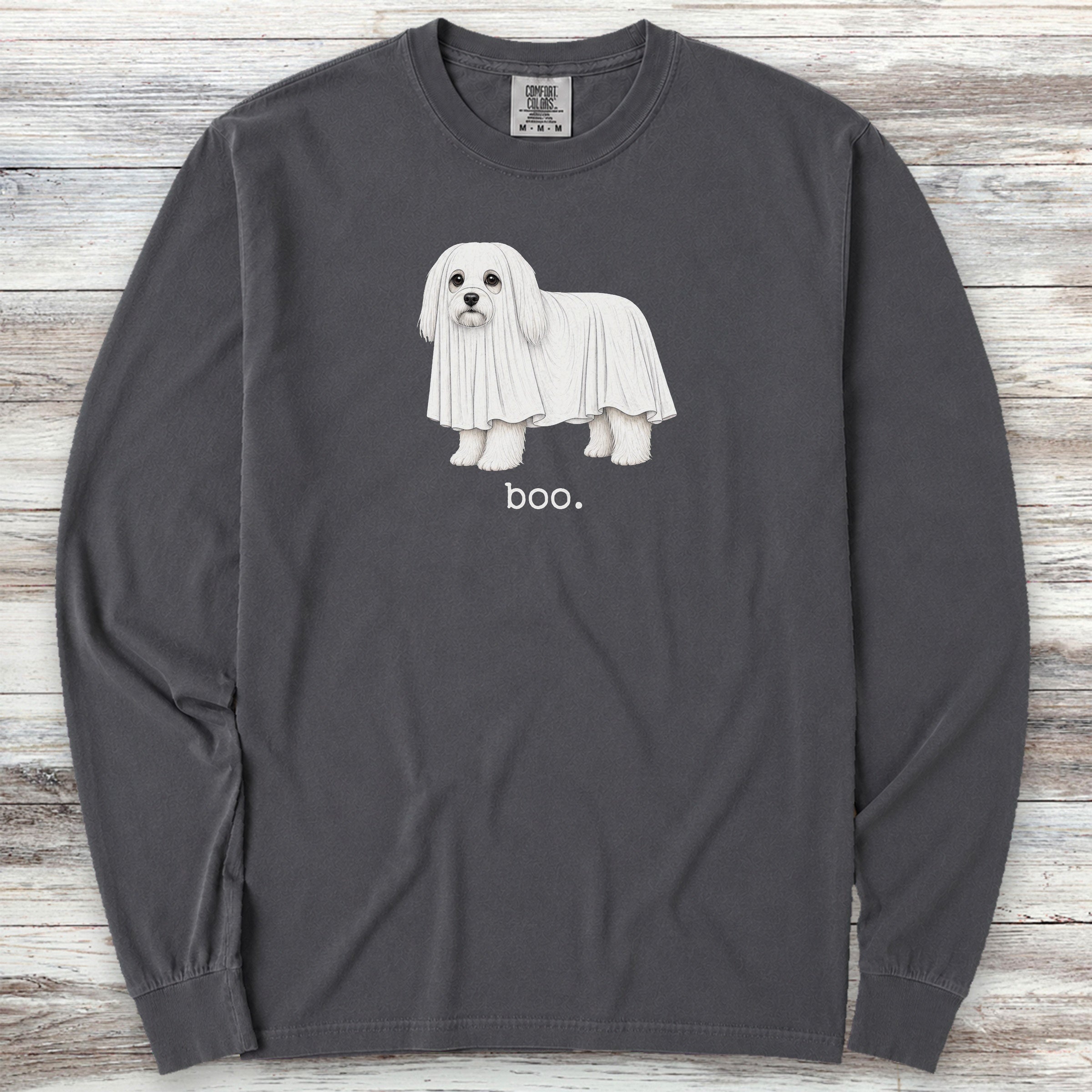 Maltese Boo Long Sleeve Tee - Graphite