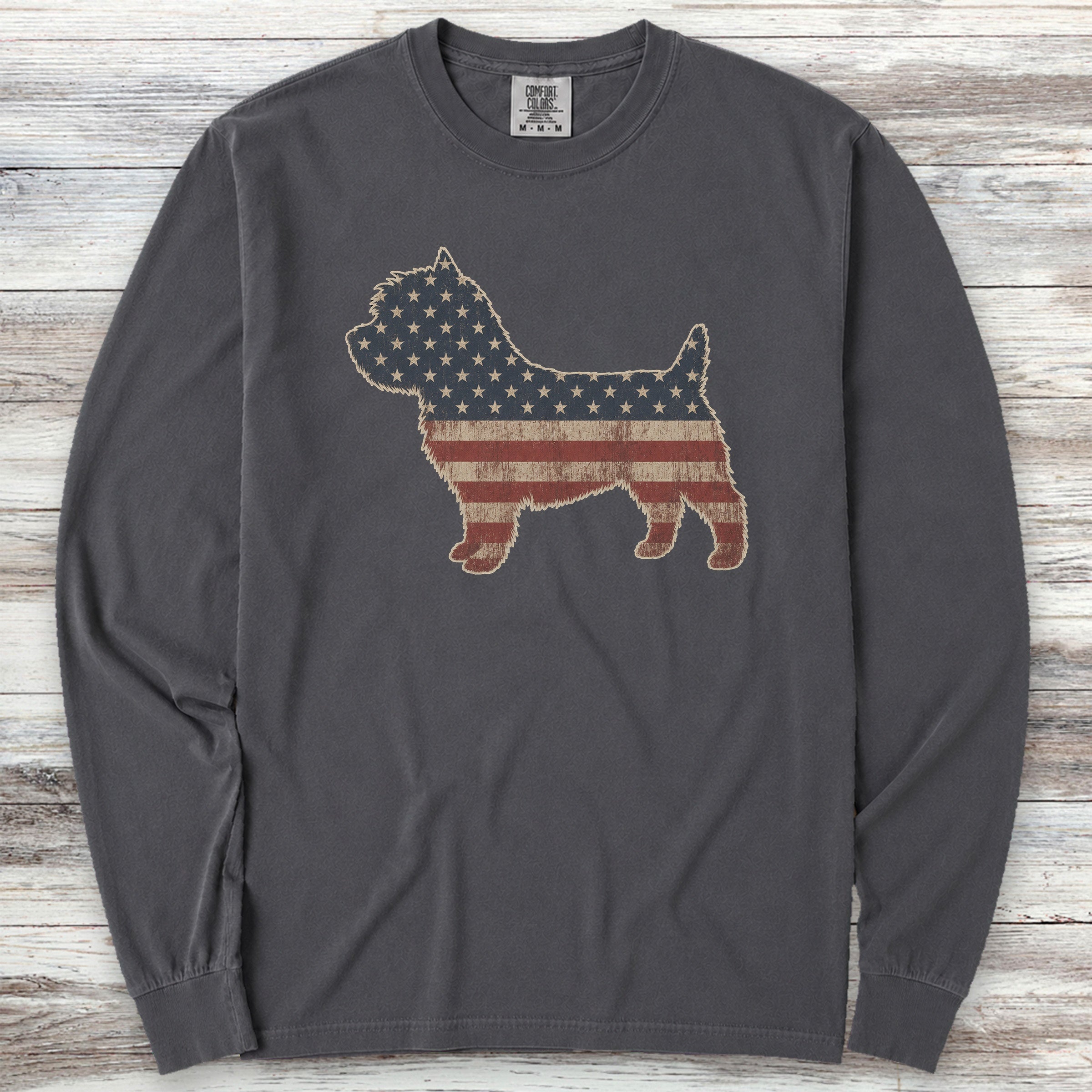 Cairn Terrier Vintage USA Long Sleeve Tee - Graphite