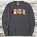Poodle Fall Faux Patchwork Long Sleeve Tee - Graphite