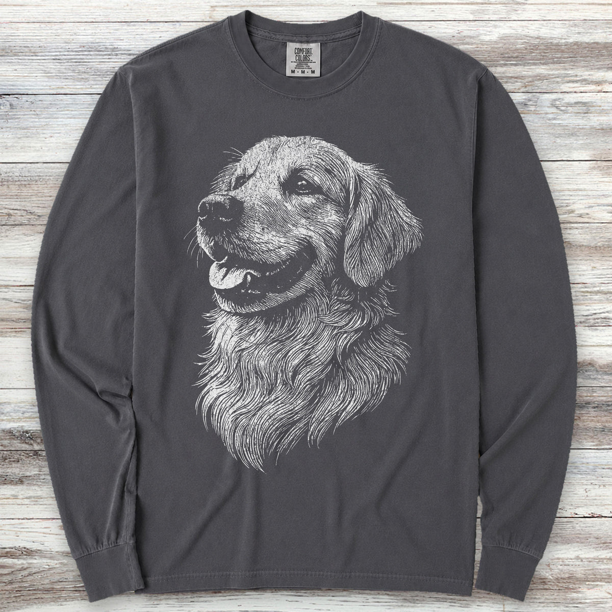 Golden Retriever Sketch Long Sleeve Tee - Graphite