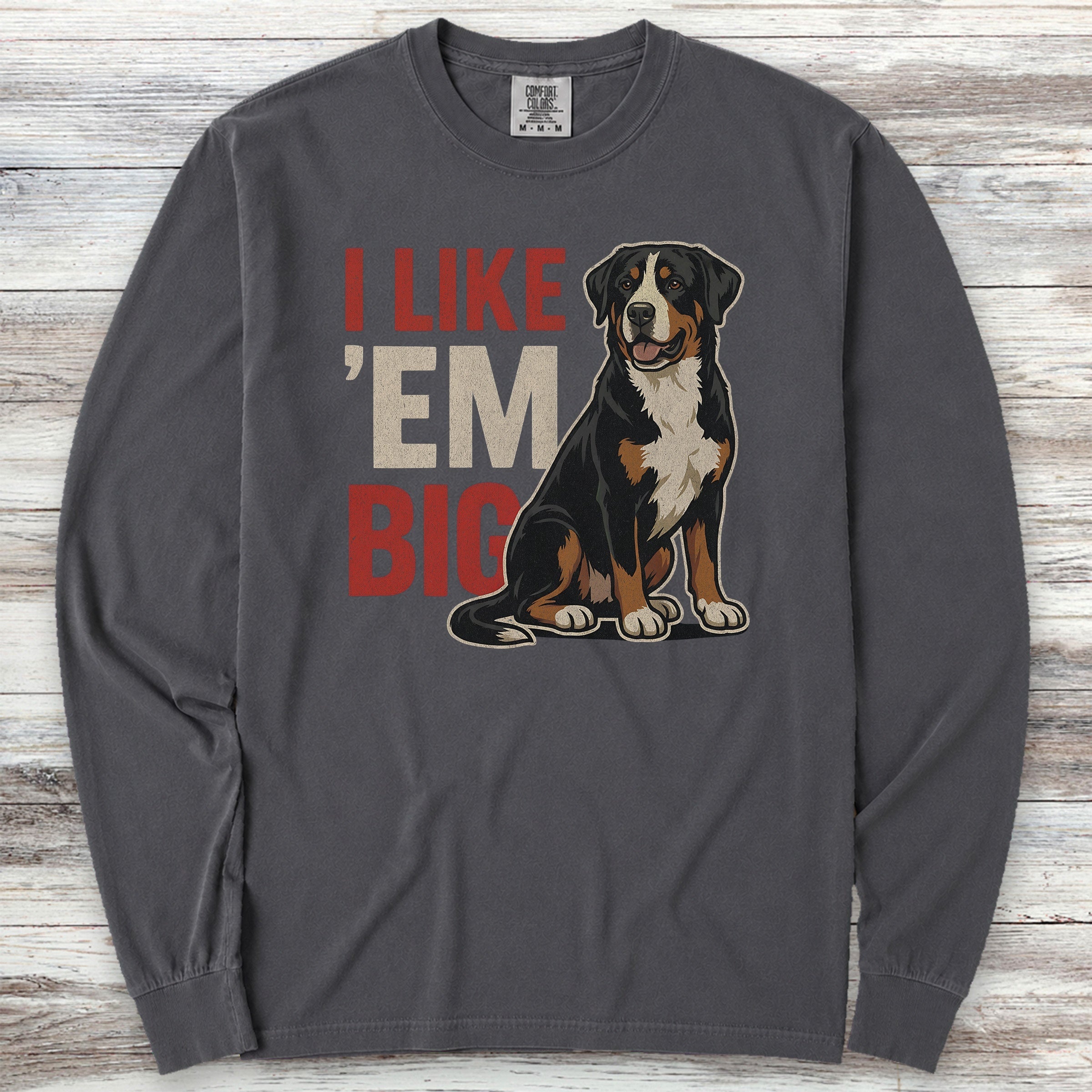 Swiss Mountain Dog Big Long Sleeve Tee - Graphite