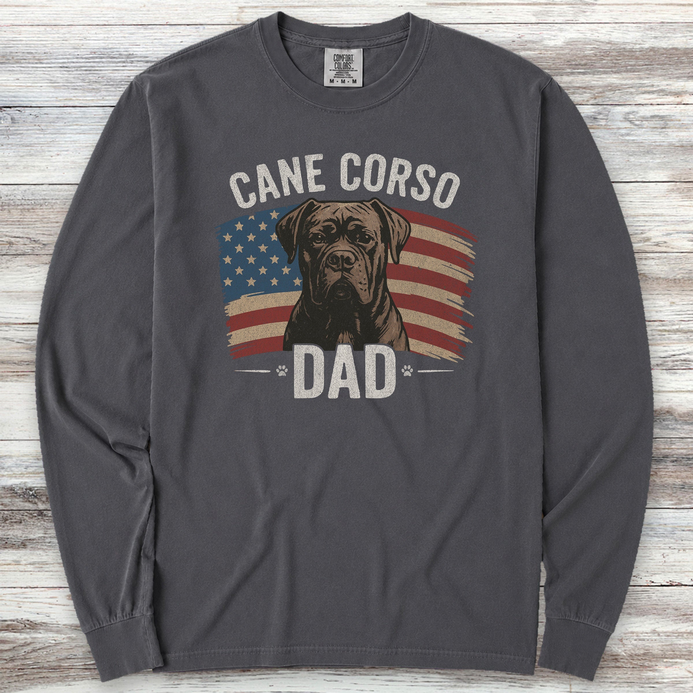 Cane Corso Dad Flag Long Sleeve Tee - Graphite