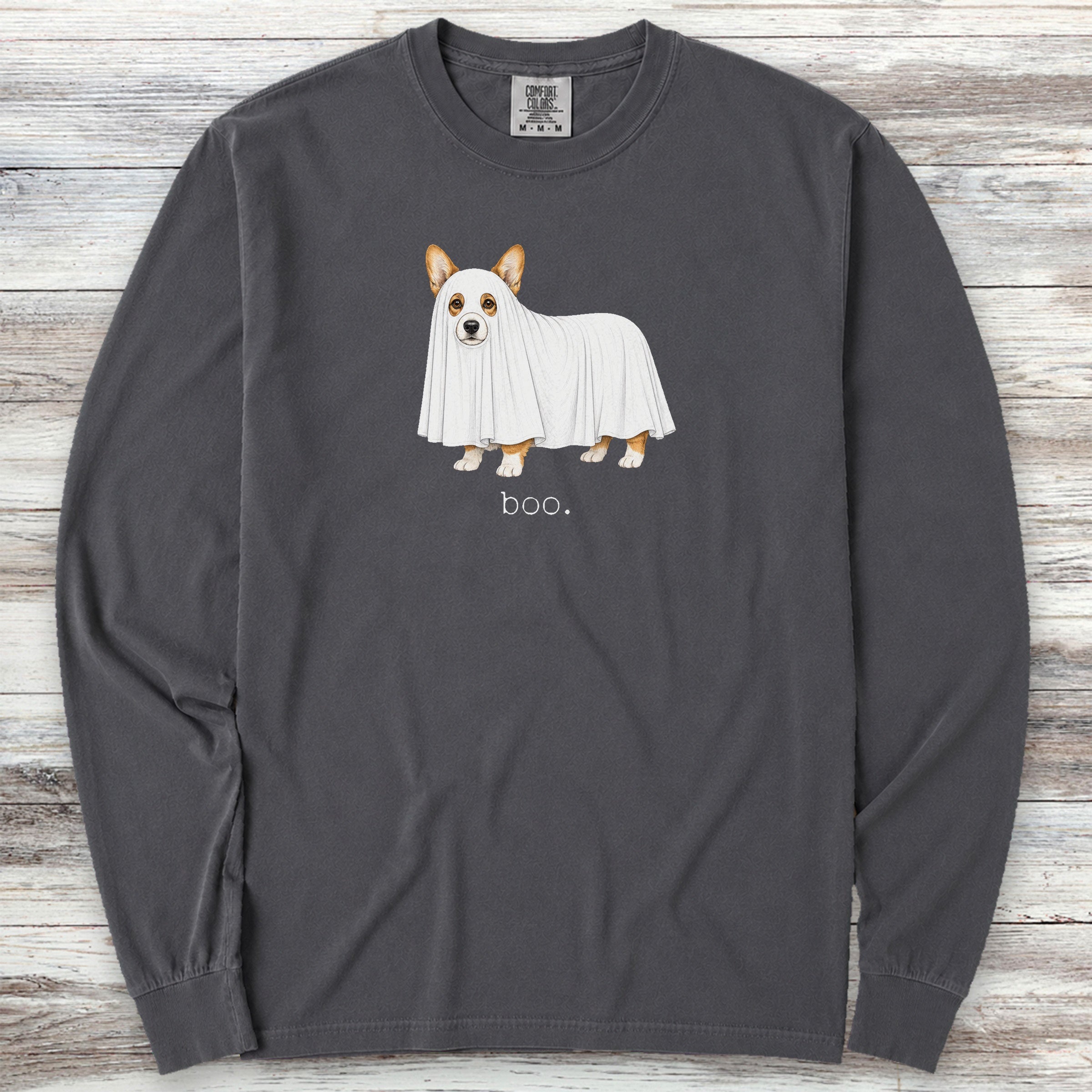 Corgi Boo Long Sleeve Tee - Graphite